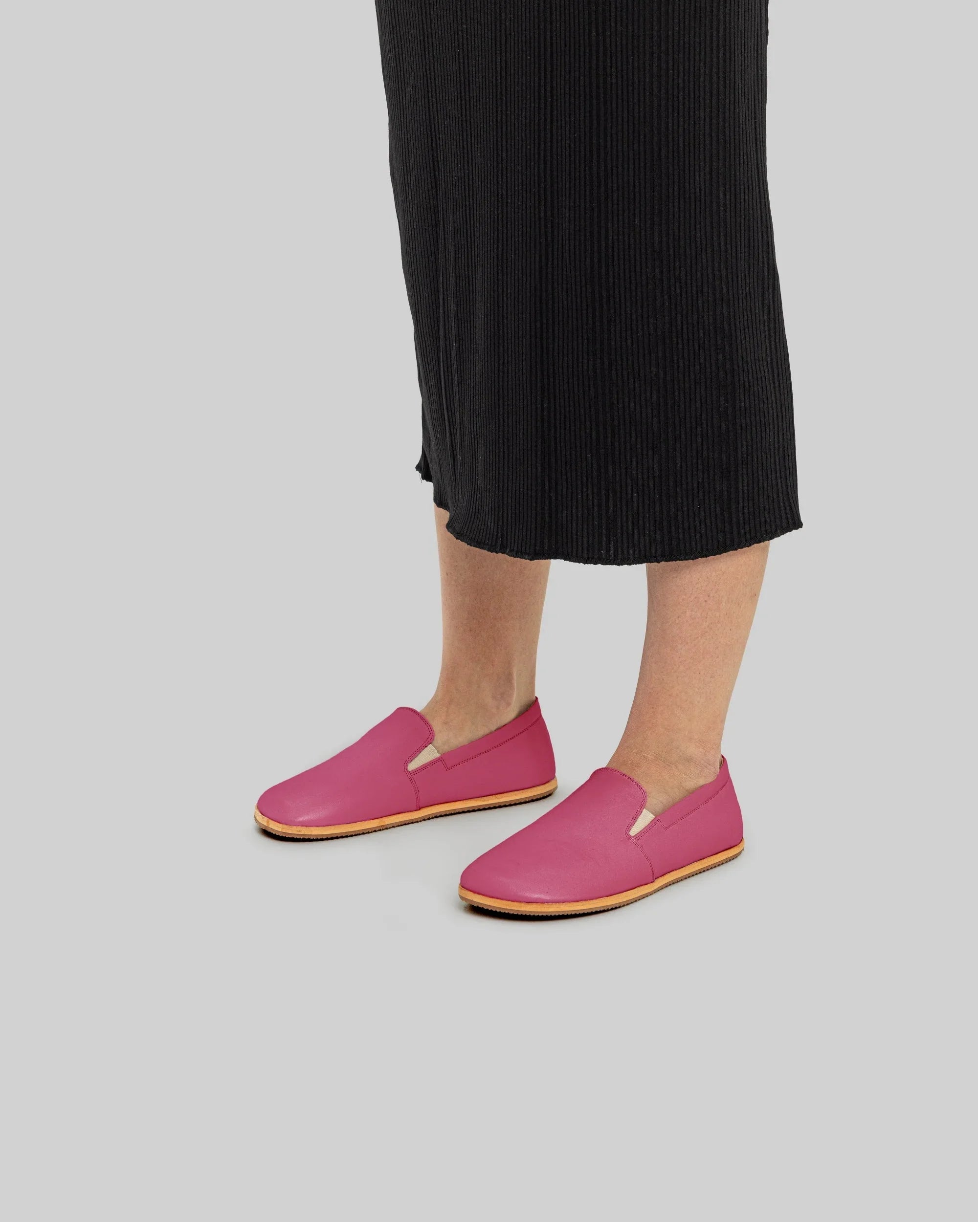 Pair Fuchsia Barefoot Shoes - Barefoot Wide Toe Calf Leather | Bespoky