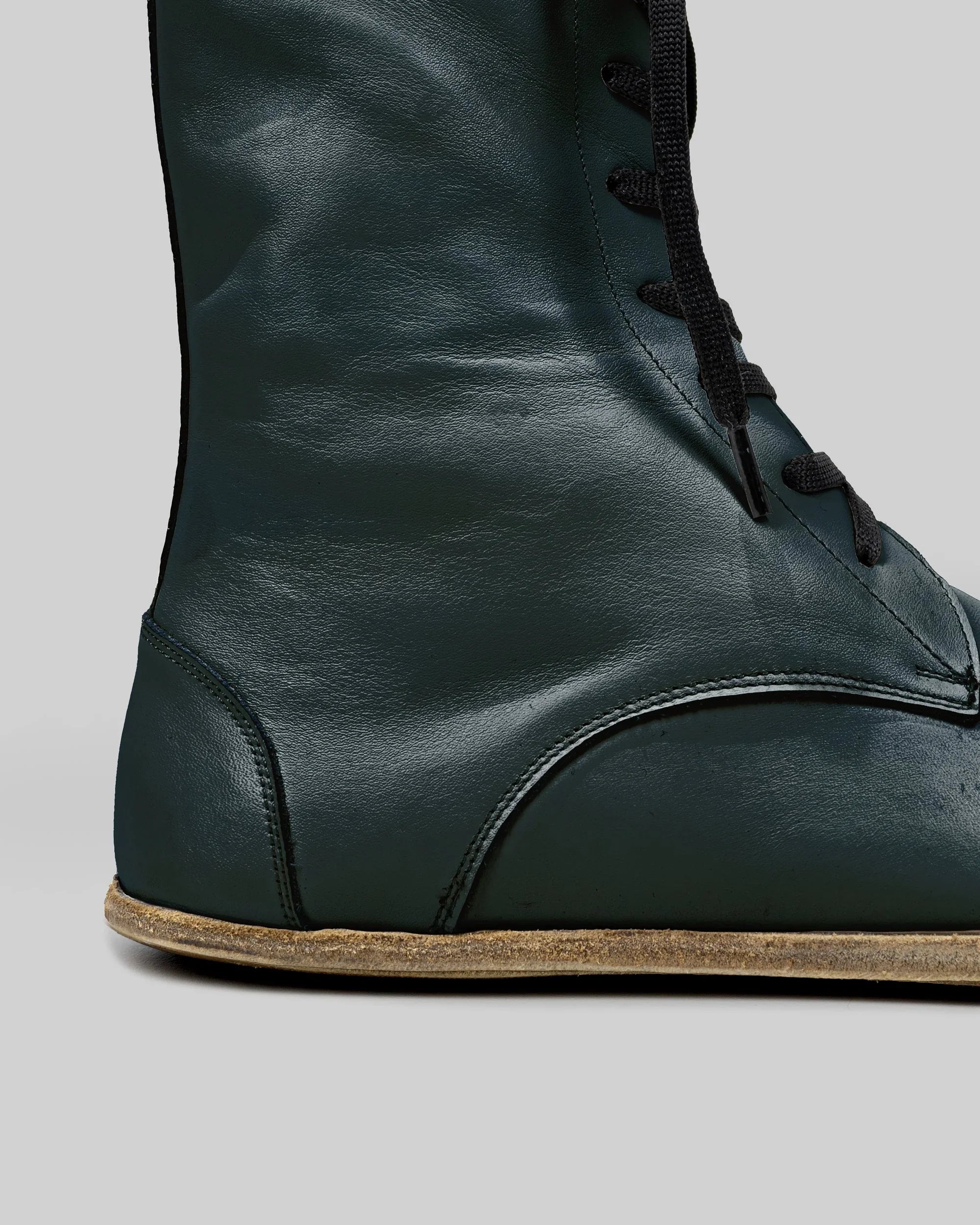 Top view Dark Green Barefoot Boot - Handcrafted Calf Leather | Bespoky