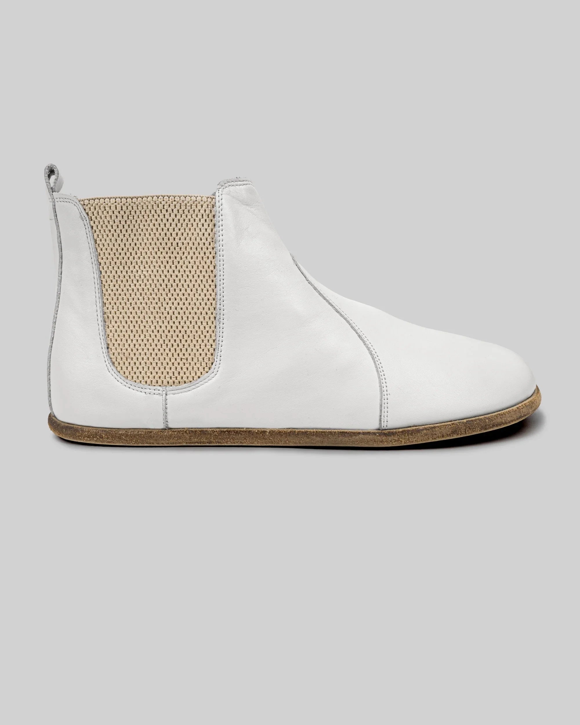 Pair White Chelsea Boots - Barefoot Wide Toe Calf Leather | Bespoky