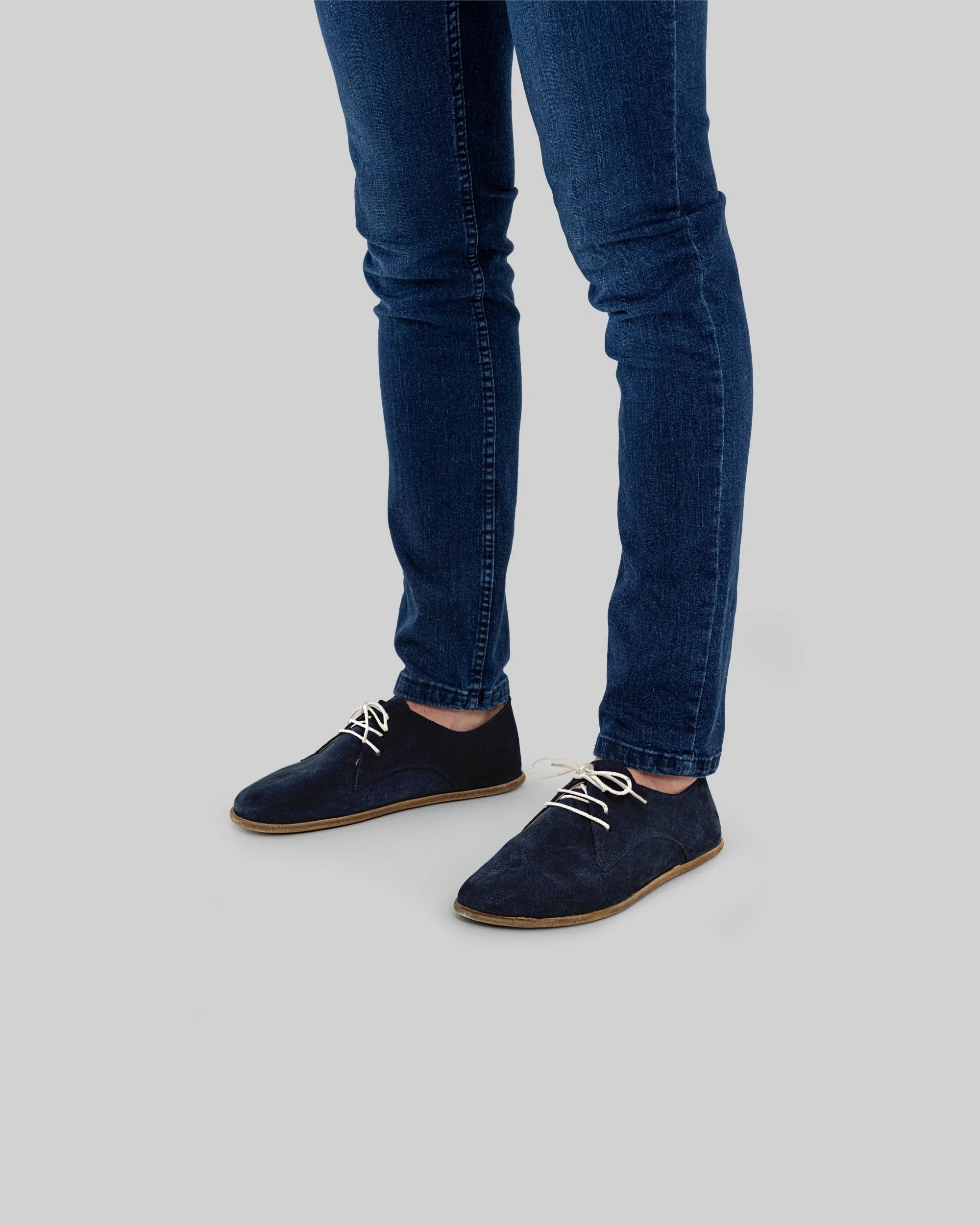 Side view Navy Oxford Shoes - Calf Leather Zero Drop | Bespoky