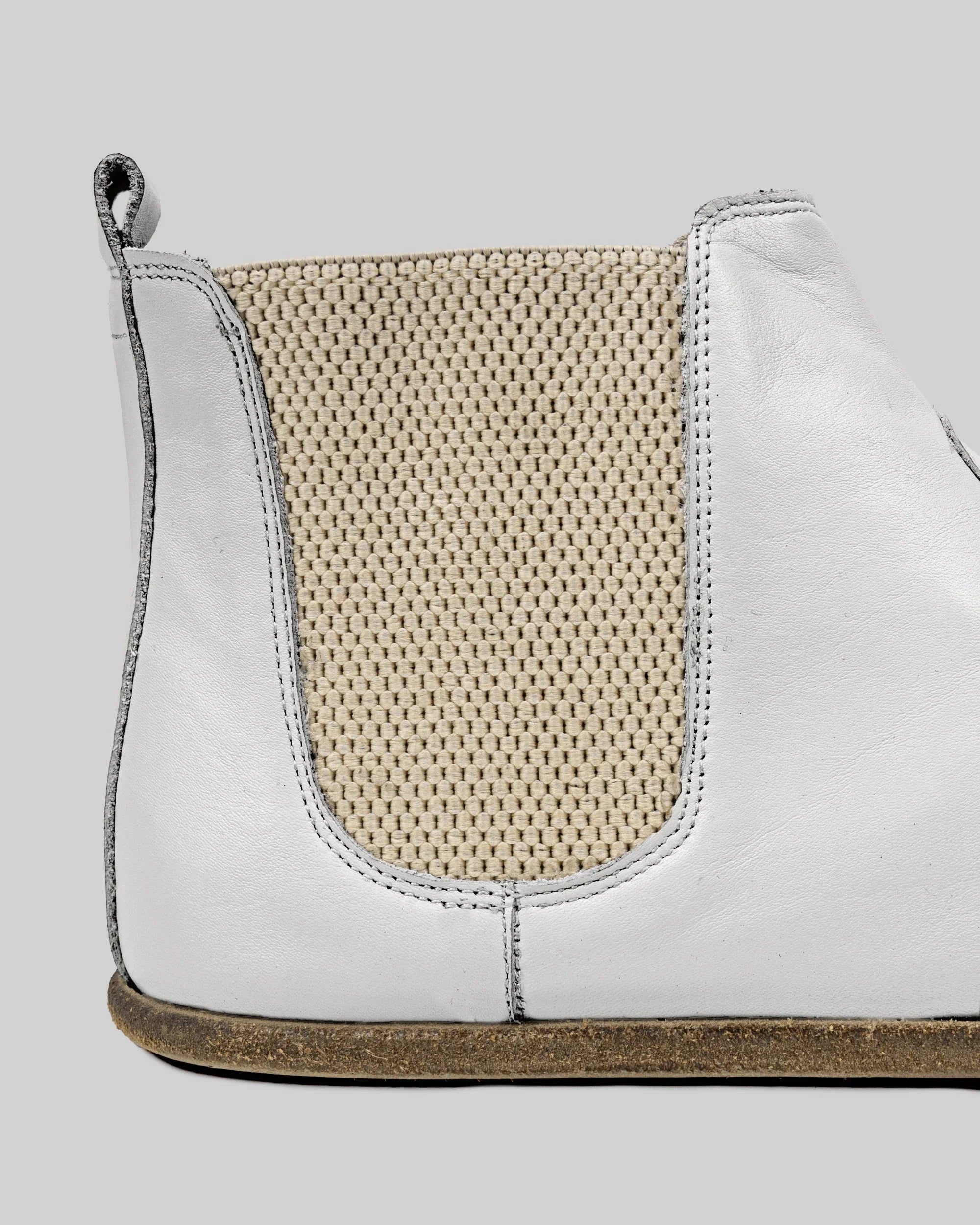 Side view White Chelsea Boots - Calf Leather Zero Drop | Bespoky