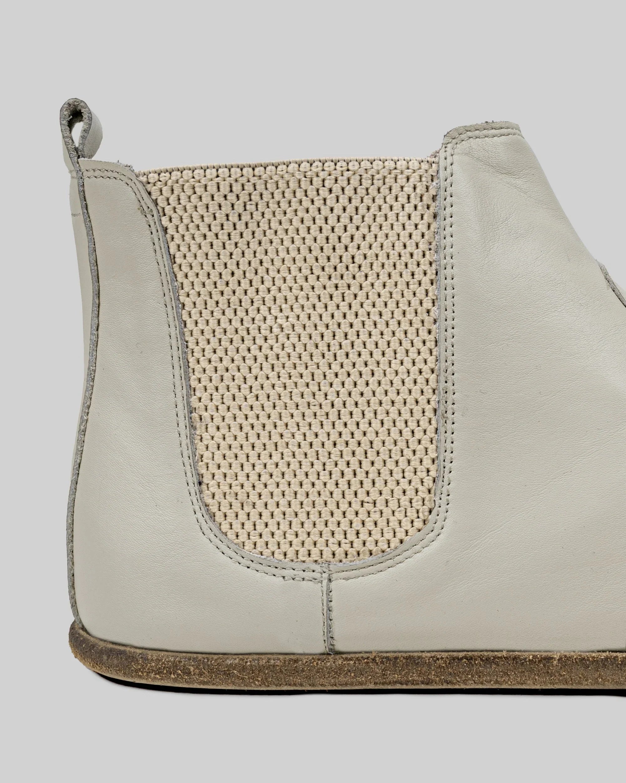 Side view Lucas Beige Chelsea Boots - Calf Leather Zero Drop | Bespoky