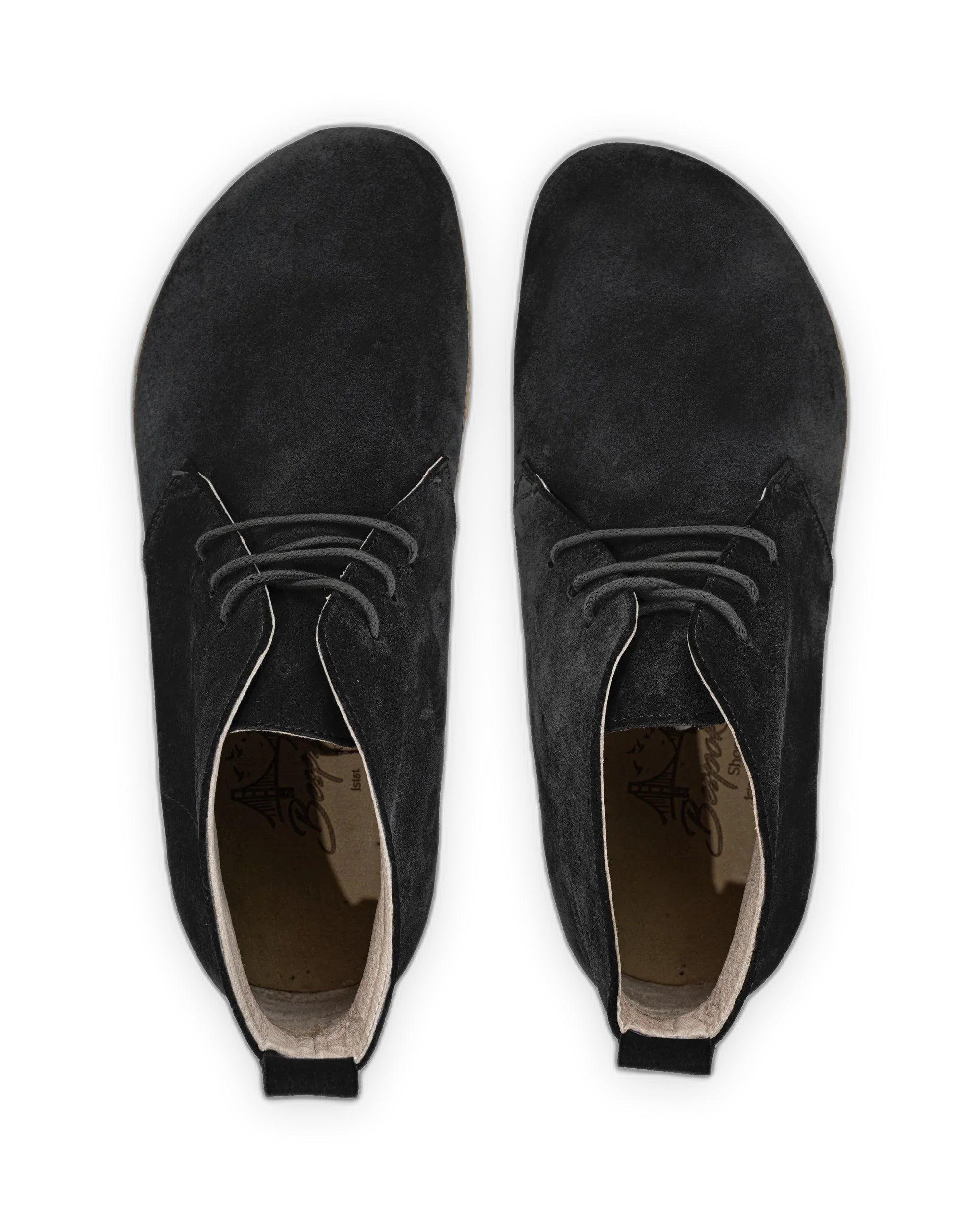 Top view Black Suede Ankle Boots - Handcrafted Calf Leather | Bespoky