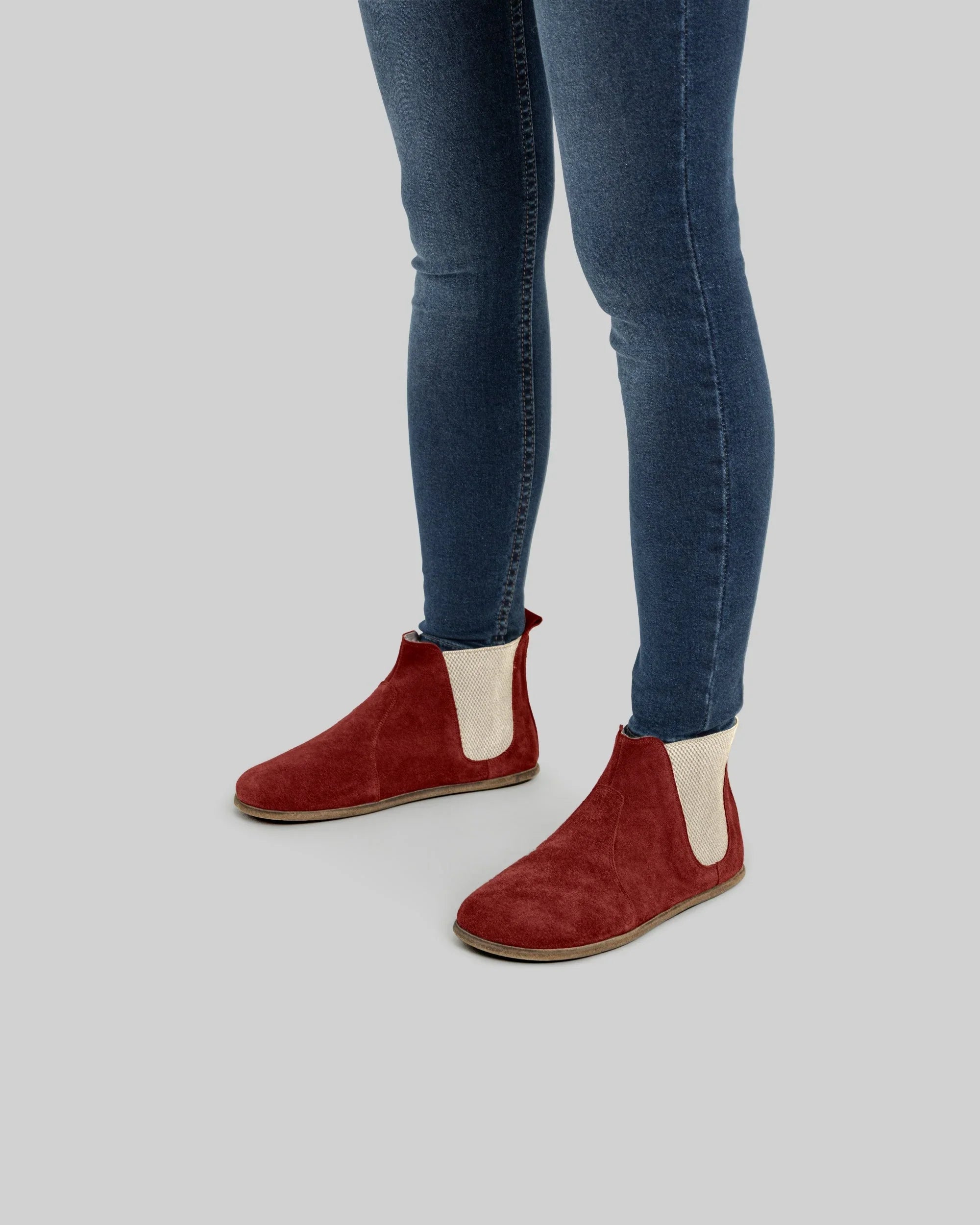 Detail Burgundy Suede Chelsea Boots - Handcrafted Calf Leather Turkey | Bespoky