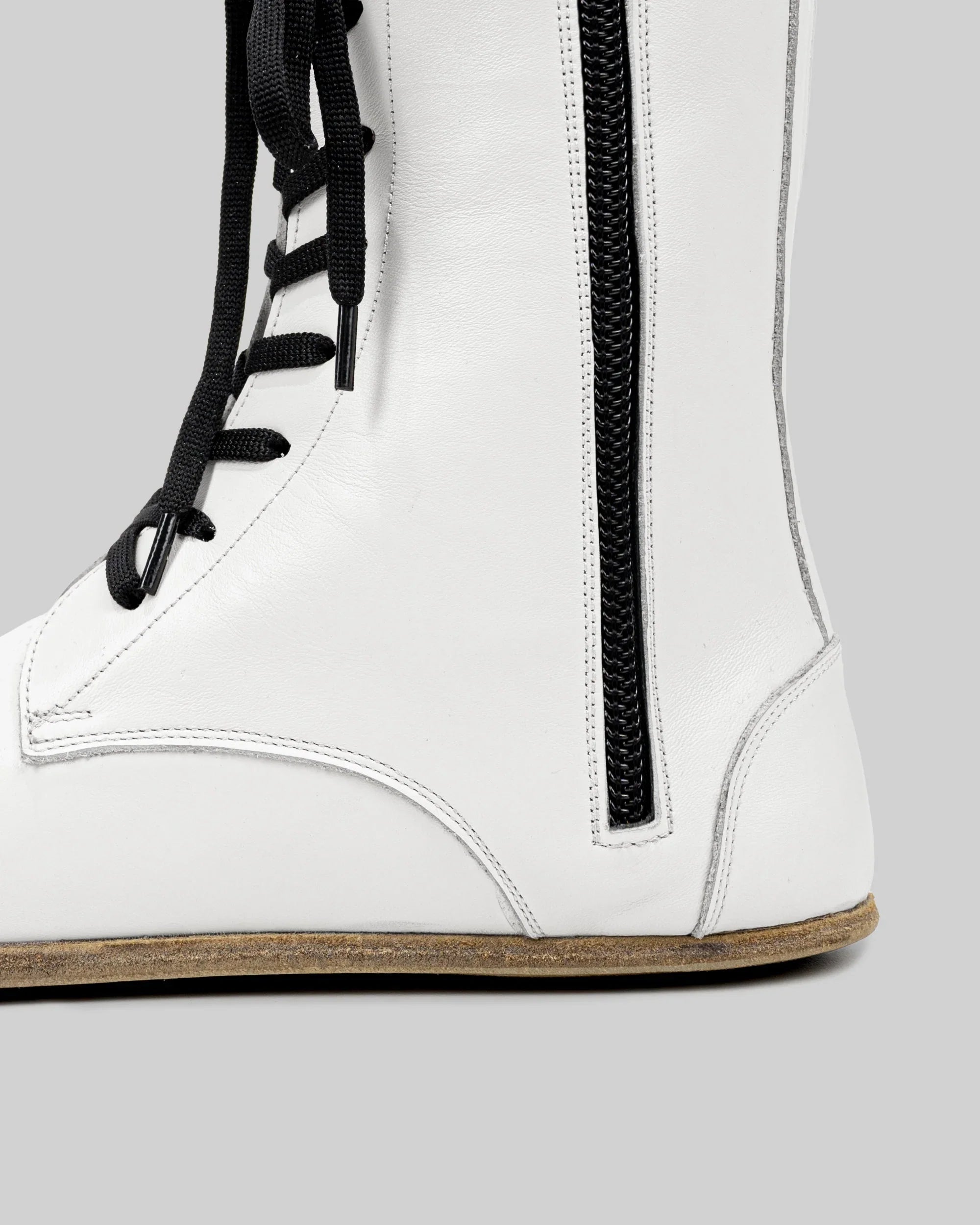 Side view White Barefoot Boot - Calf Leather Zero Drop | Bespoky