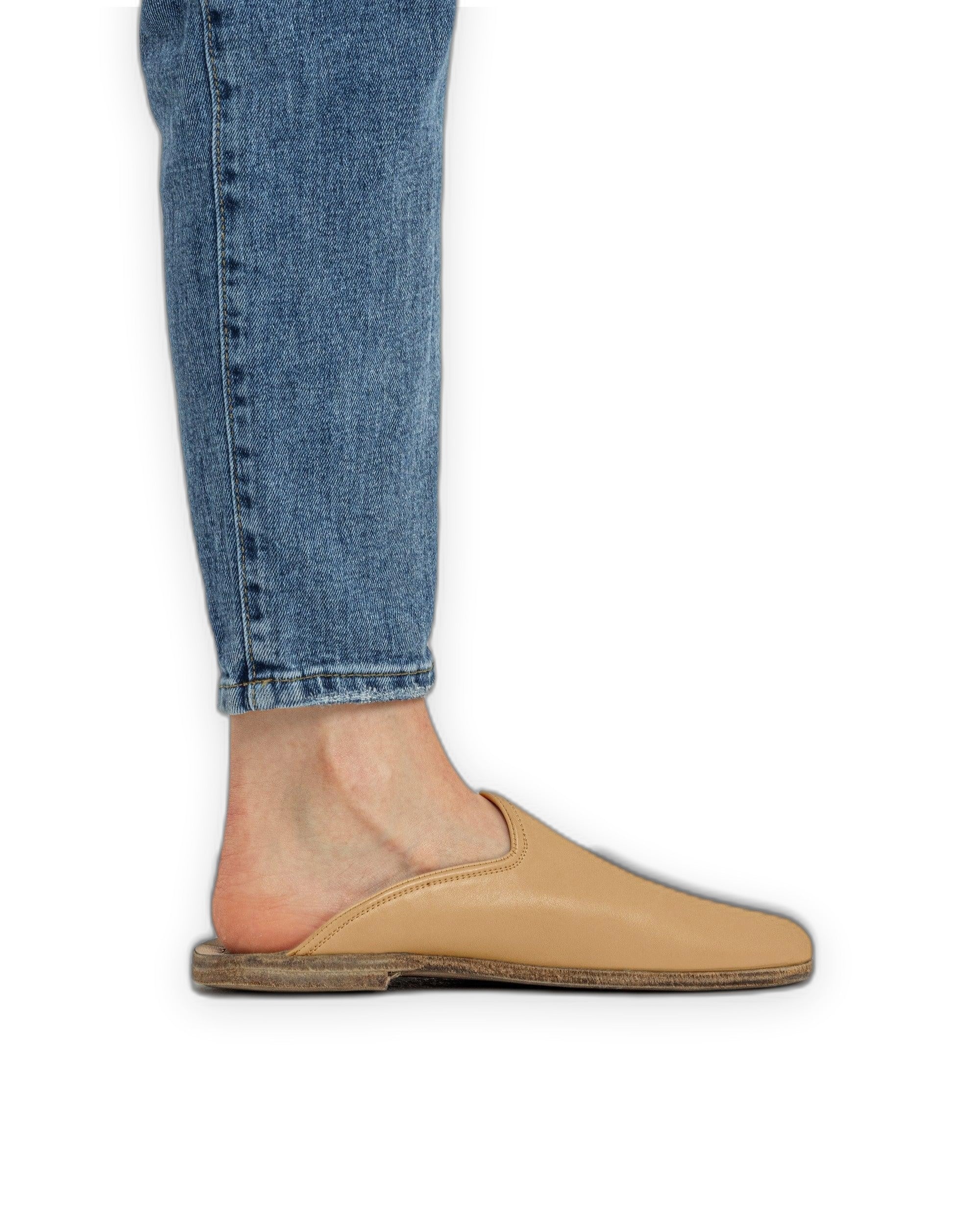 Side view Melon Yellow Shearling Slippers - Calf Leather Zero Drop | Bespoky