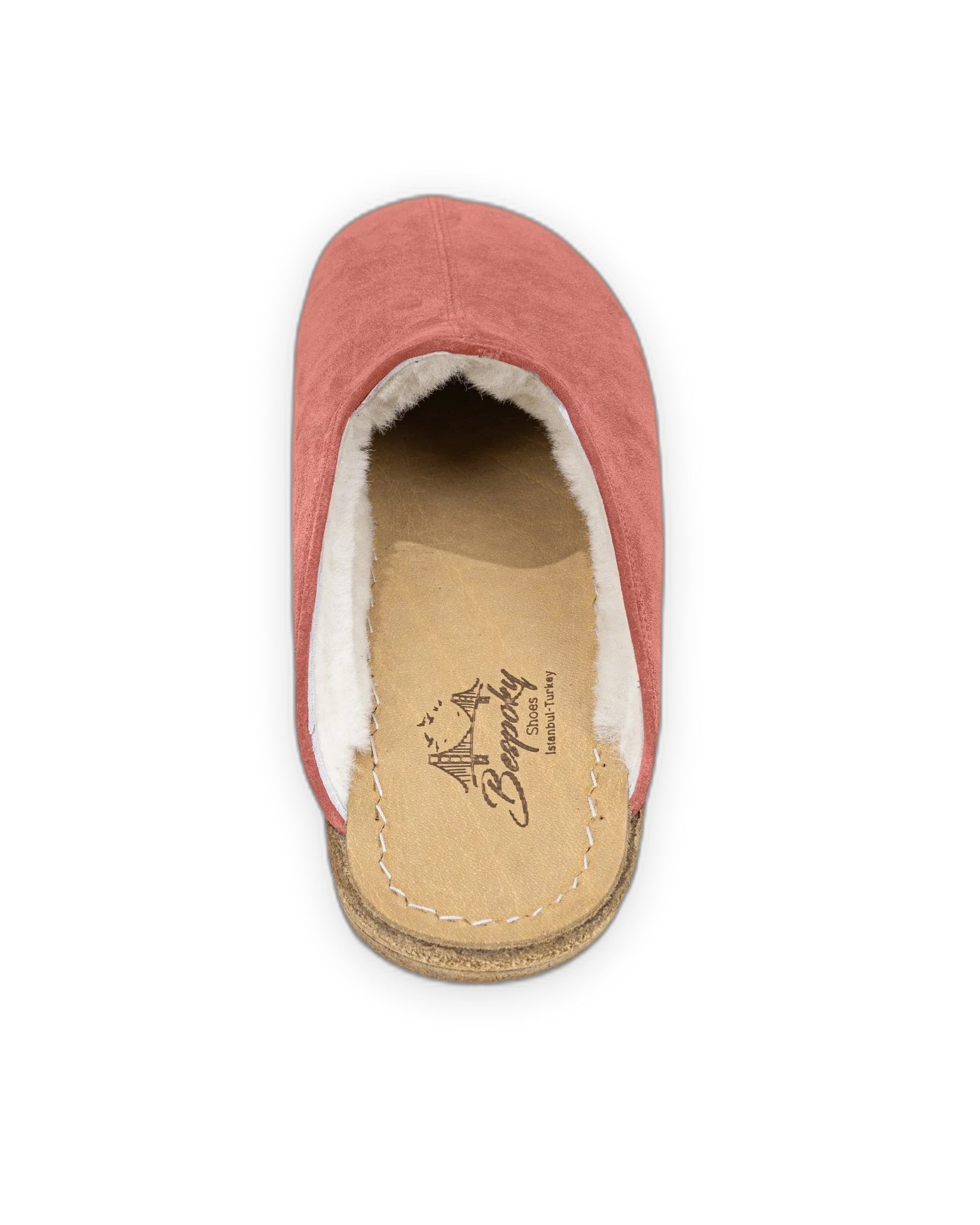Side view Pink Suede Shearling Slippers - Calf Leather Zero Drop | Bespoky