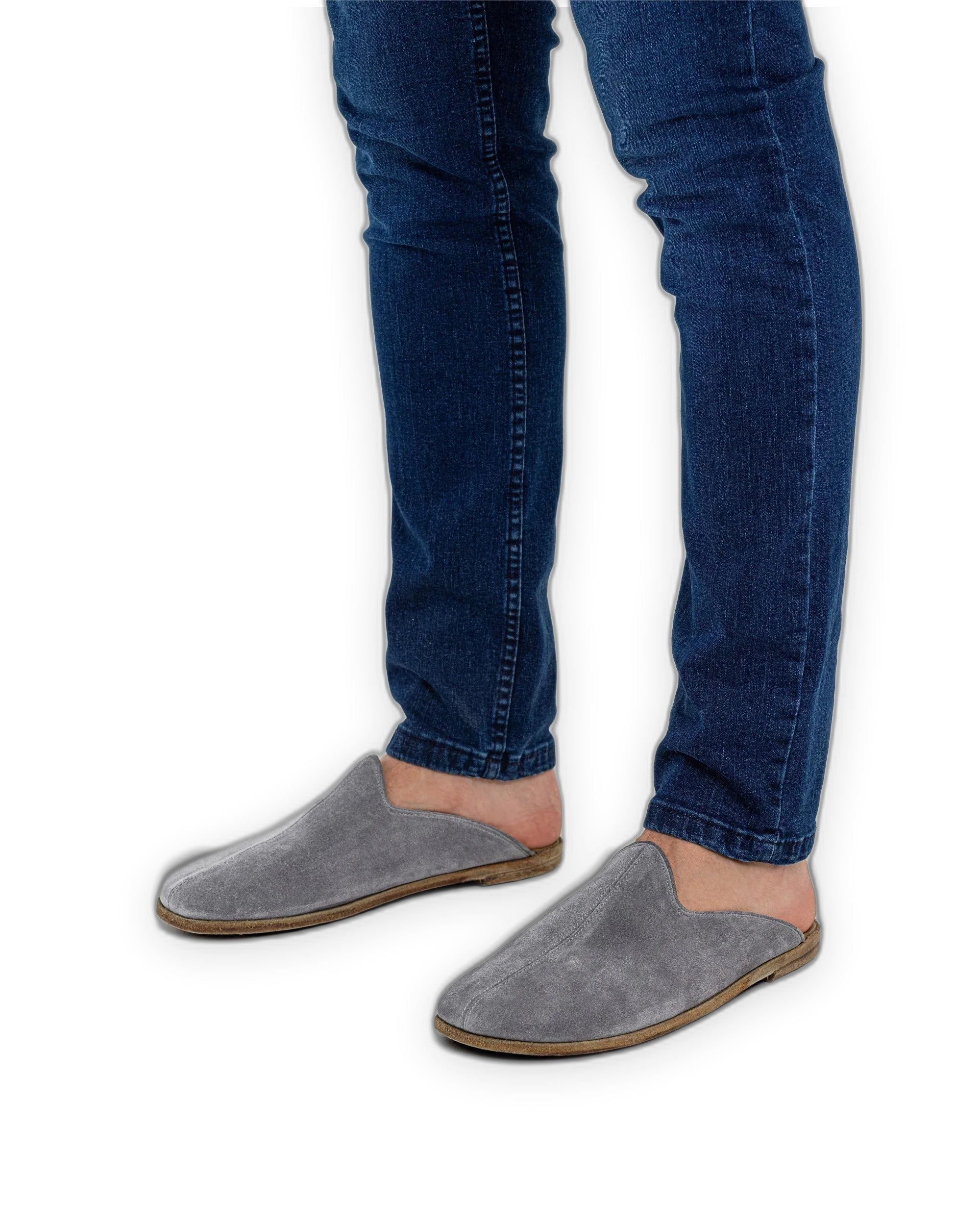 Top view Grey Shearling Slippers - Handcrafted Calf Leather | Bespoky