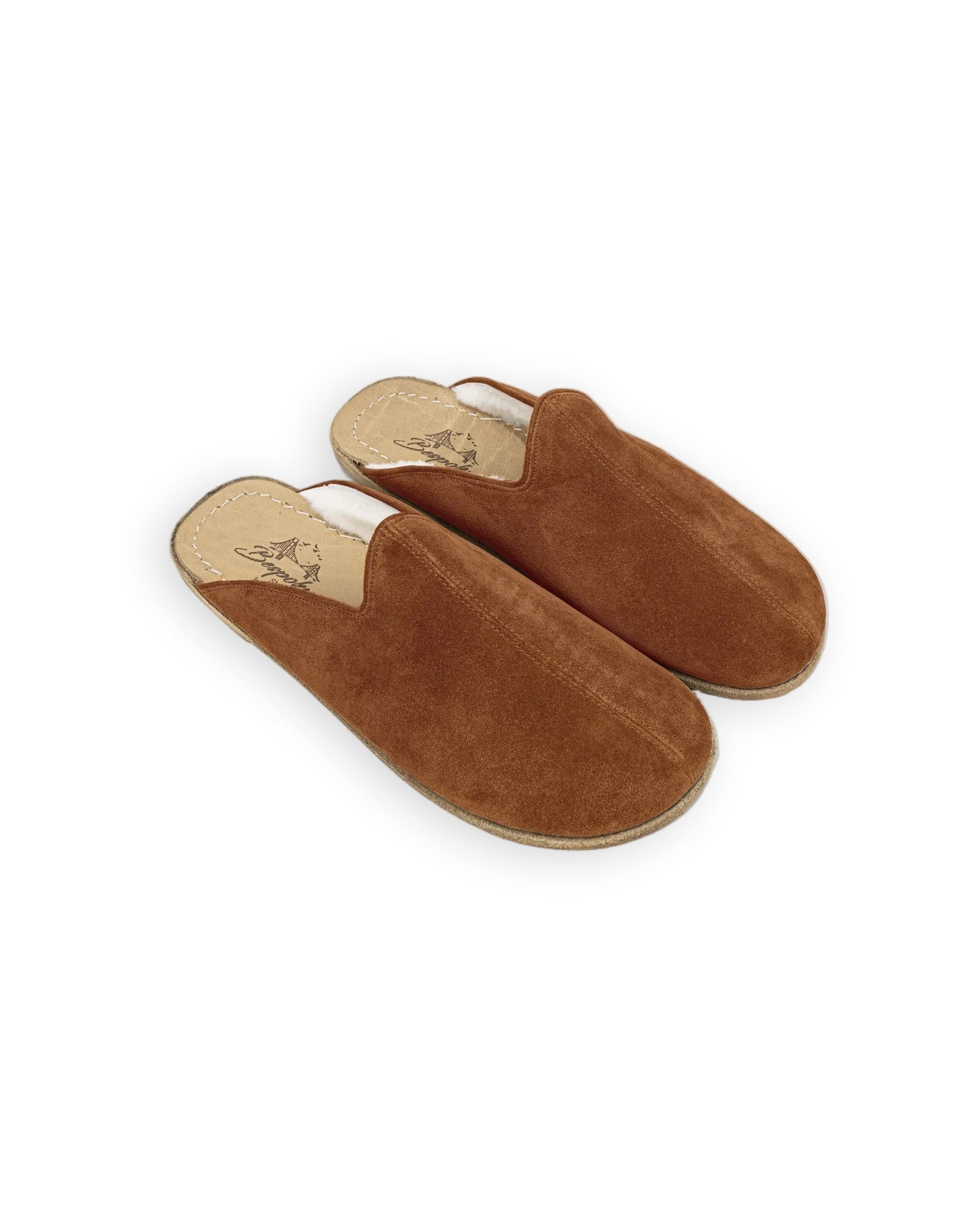 Women's Gold Shearling Slippers - Handcrafted Calf Leather Wide Toe Box | Bespoky