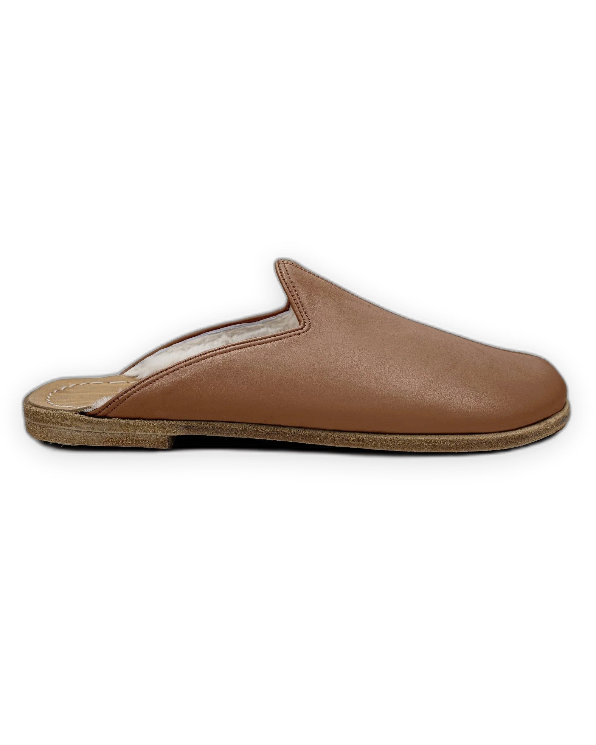 Back view Gold Shearling Slippers - Calf Leather Handcrafted | Bespoky
