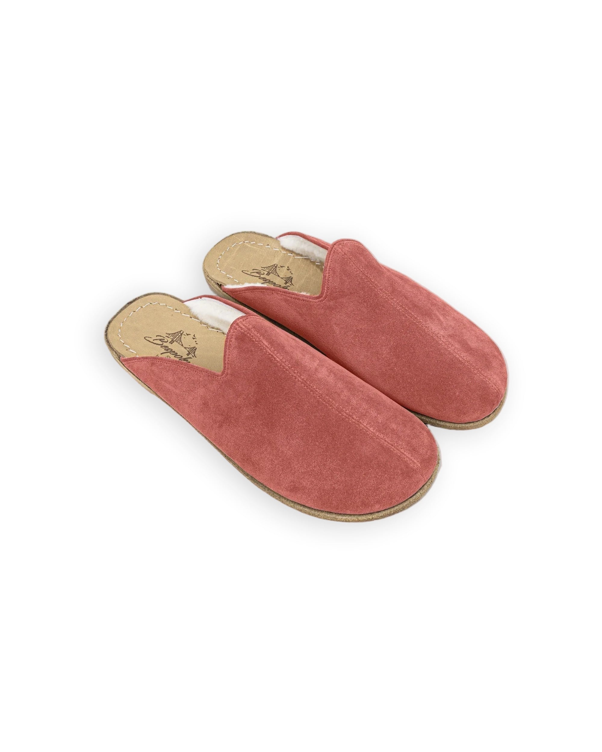Women's Pink Shearling Slippers - Handcrafted Calf Leather Wide Toe Box | Bespoky