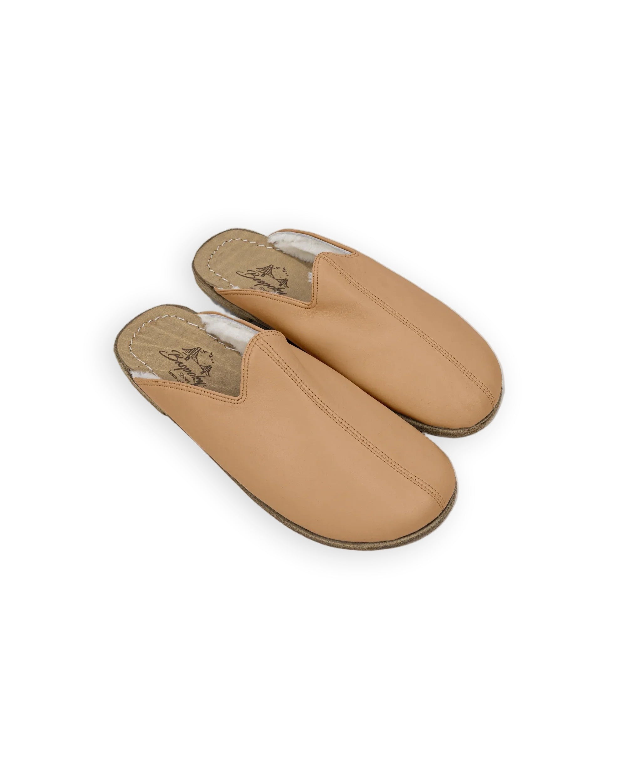 Women's Undyed Shearling Slippers - Handcrafted Calf Leather Wide Toe Box | Bespoky