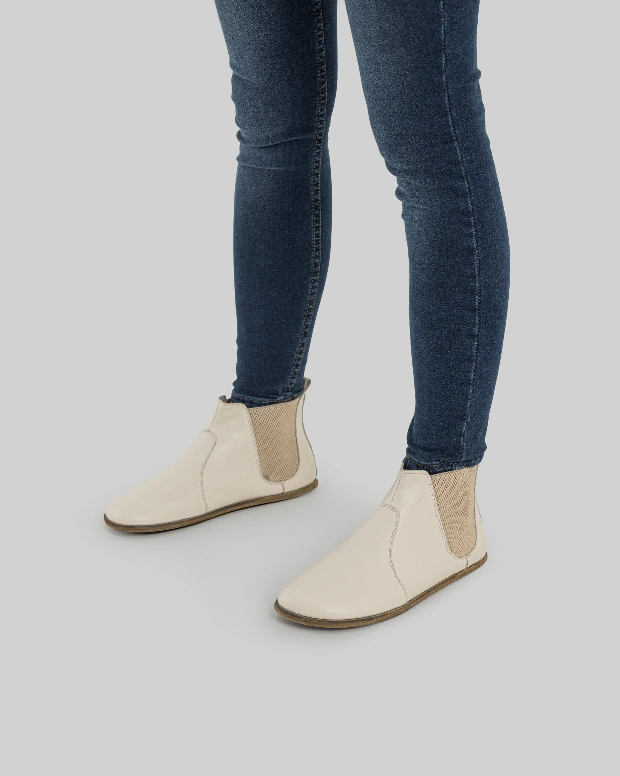 Side view Cream Chelsea Boots - Calf Leather Zero Drop | Bespoky