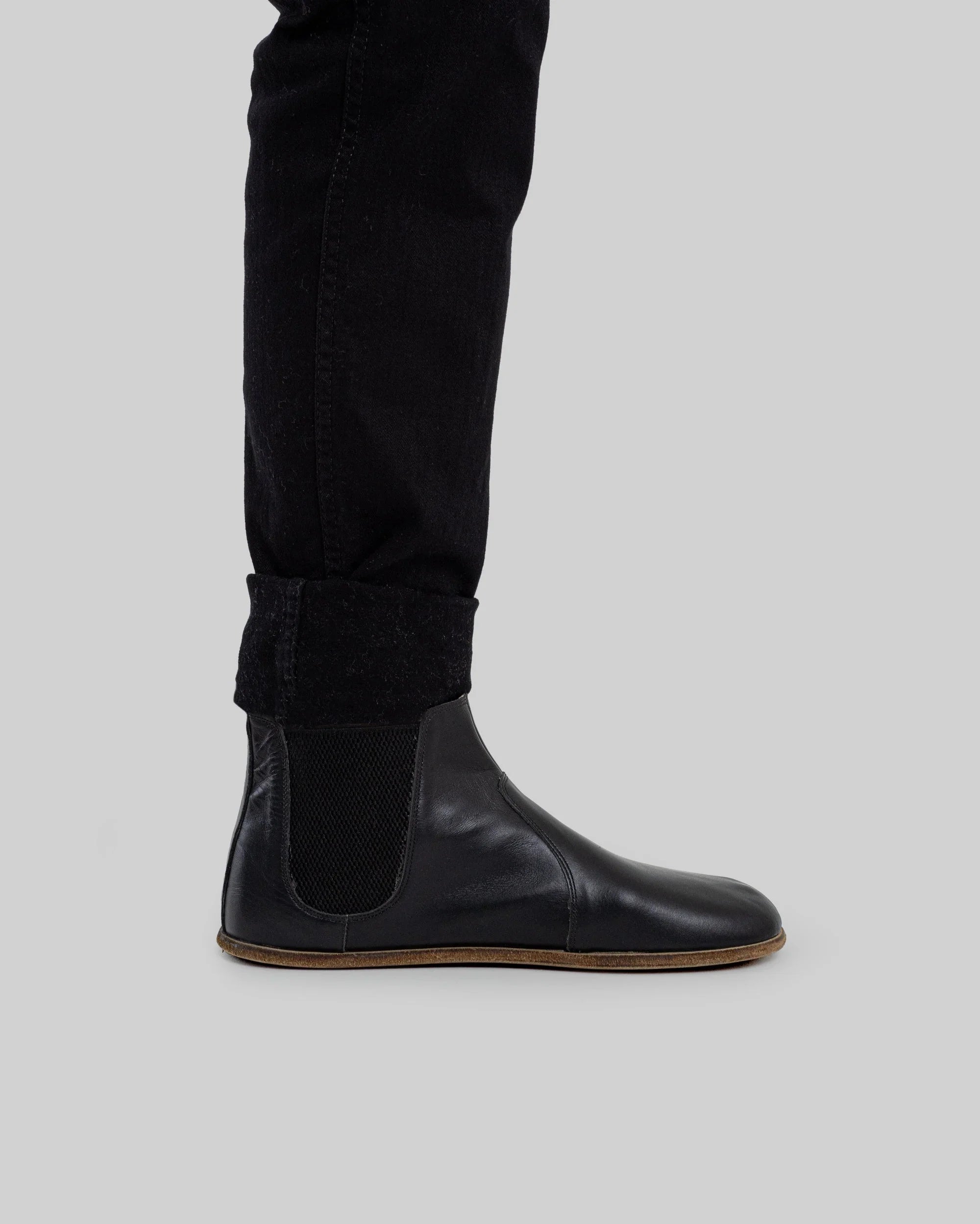 Side view Black Chelsea Boots - Calf Leather Zero Drop | Bespoky