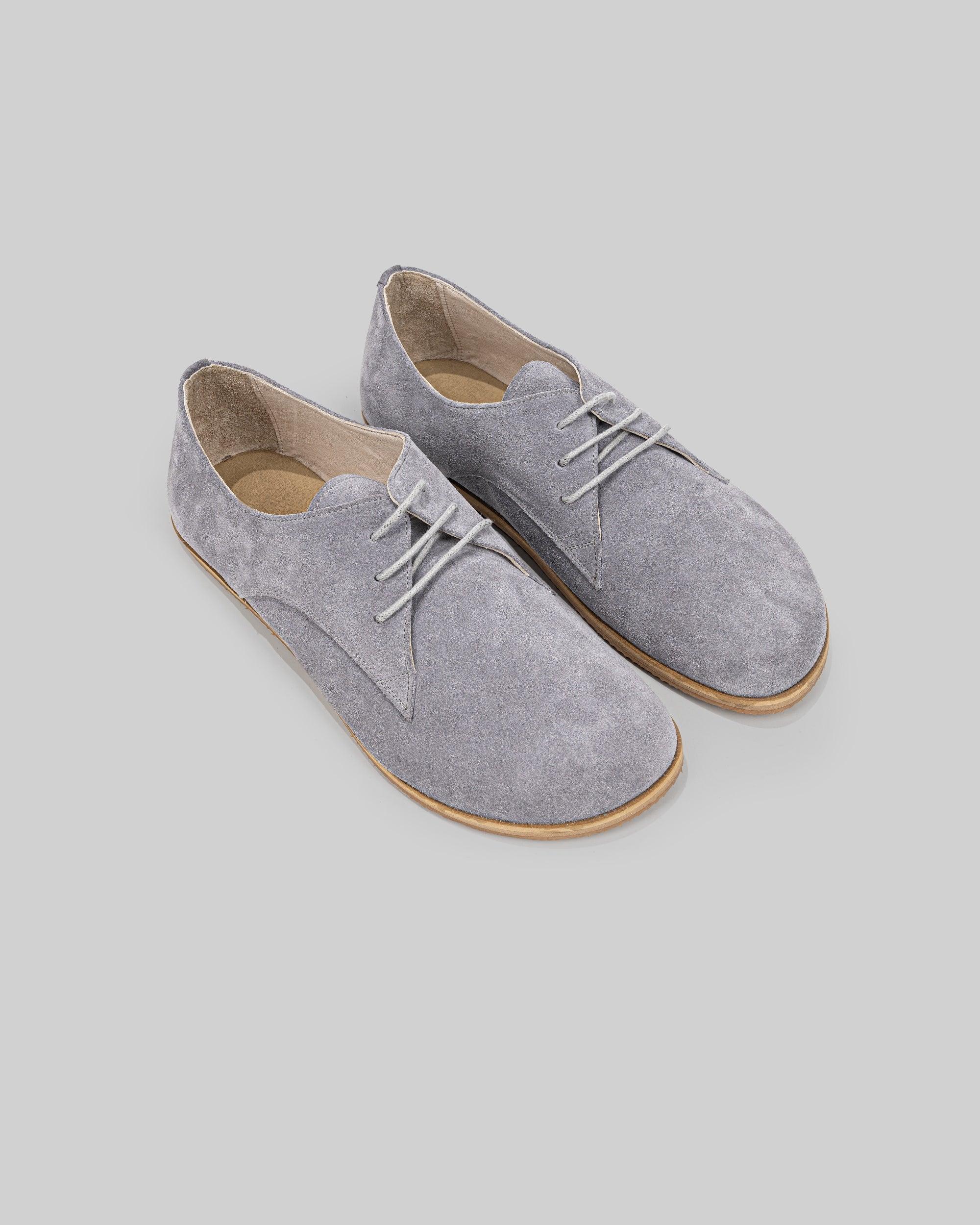 Women's Grey Oxford Shoes - Handcrafted Calf Leather Wide Toe Box | Bespoky