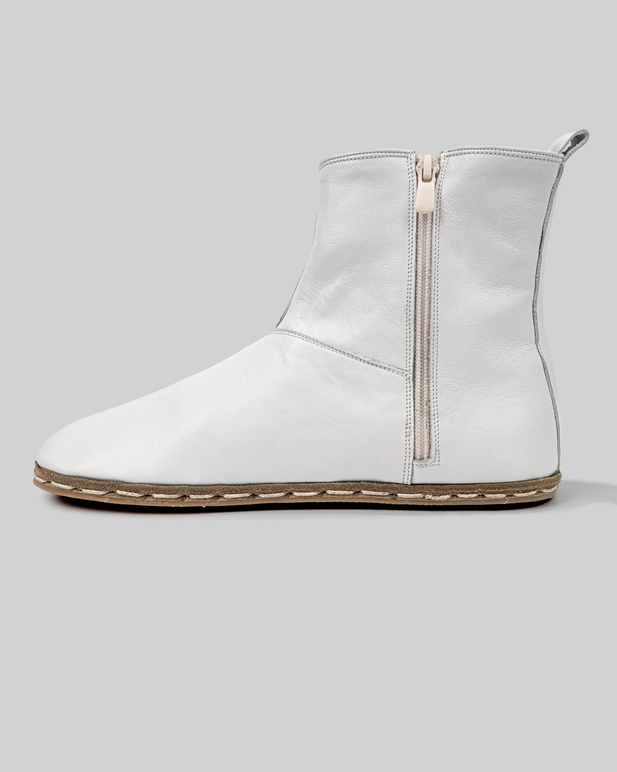Pair White Chelsea Boots - Barefoot Wide Toe Calf Leather | Bespoky