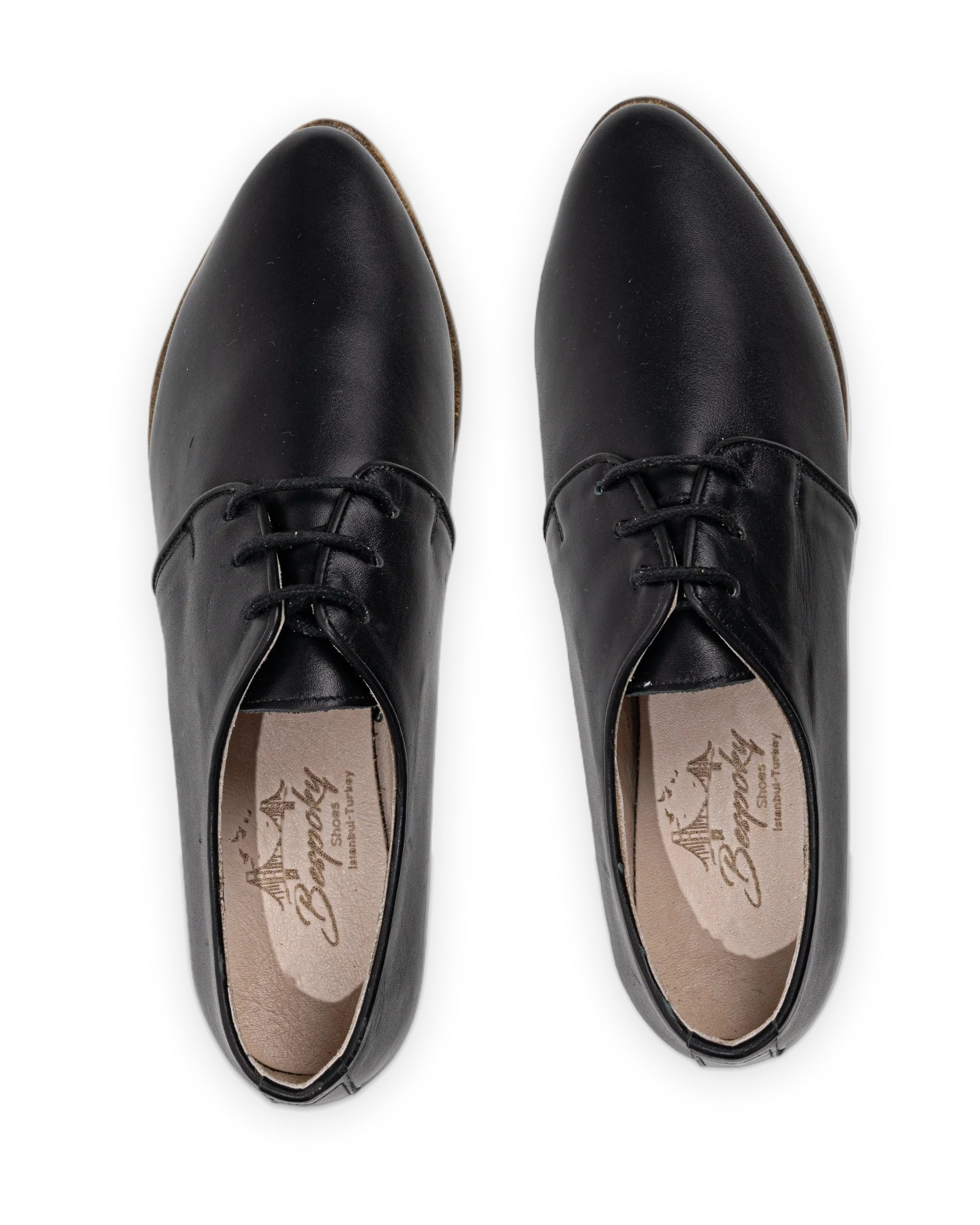 Detail Black Pointed Toe Oxford - Handcrafted Calf Leather Turkey | Bespoky