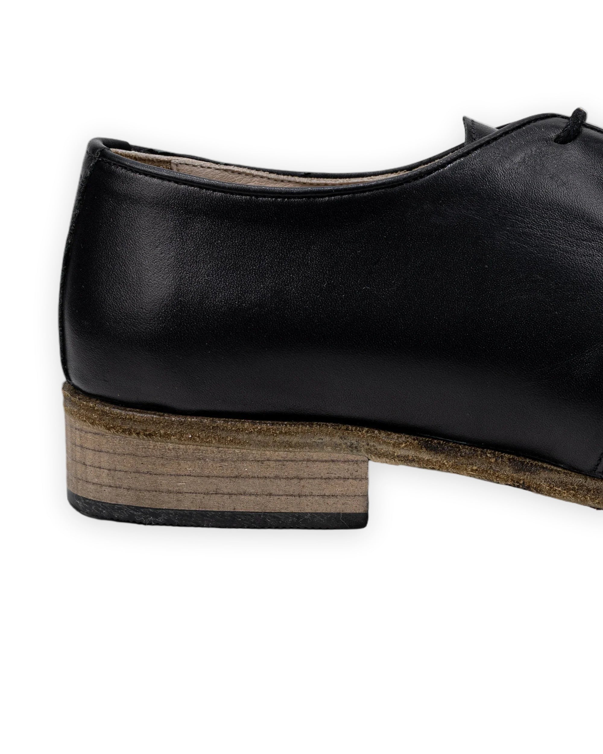 Pair Black Pointed Toe Oxford - Barefoot Wide Toe Calf Leather | Bespoky