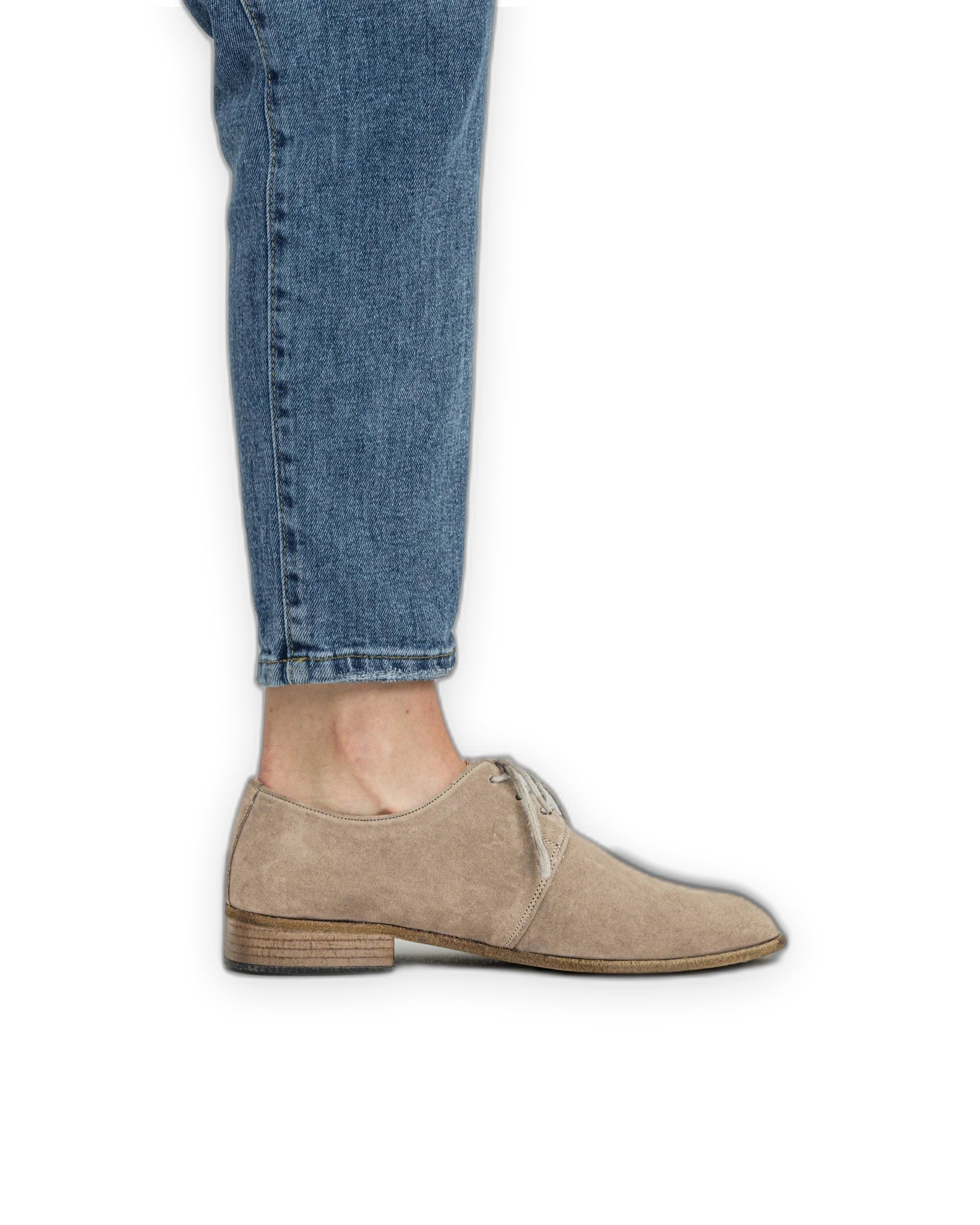 Pair Beige Pointed Toe Oxford - Barefoot Wide Toe Calf Leather | Bespoky