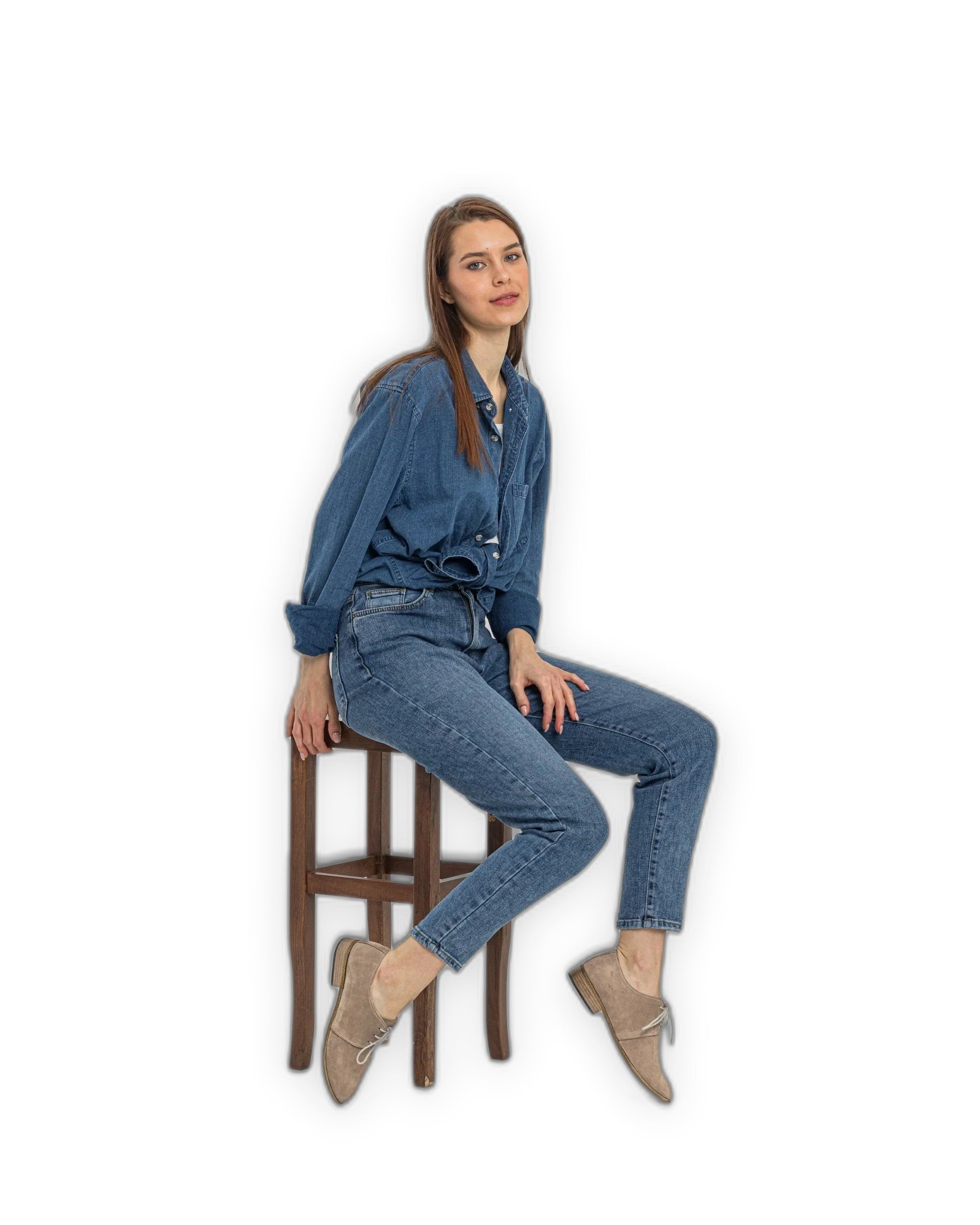 Back view Beige Pointed Toe Oxford - Calf Leather Handcrafted | Bespoky