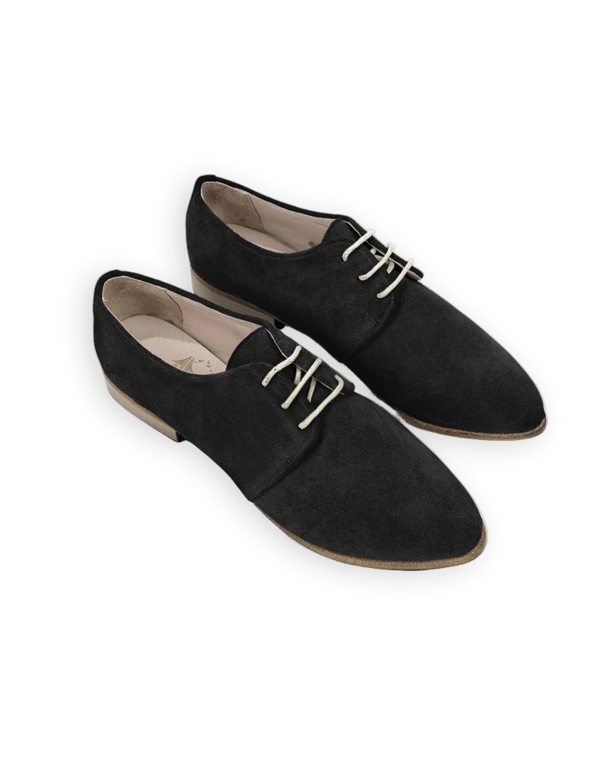Women's Black Pointed Toe Oxford - Handcrafted Calf Leather Wide Toe Box | Bespoky