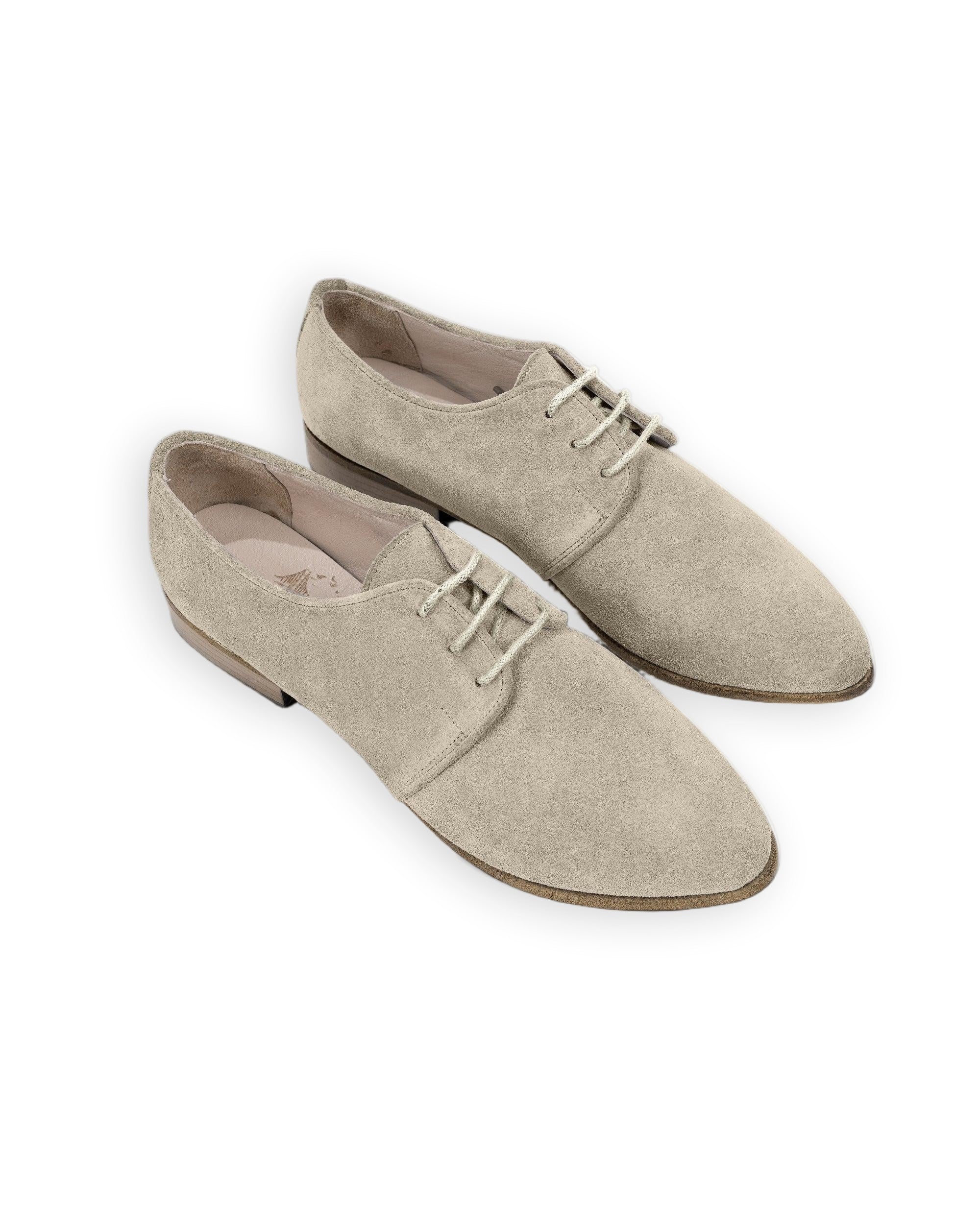 Women's Cream Pointed Toe Oxford - Handcrafted Calf Leather Wide Toe Box | Bespoky