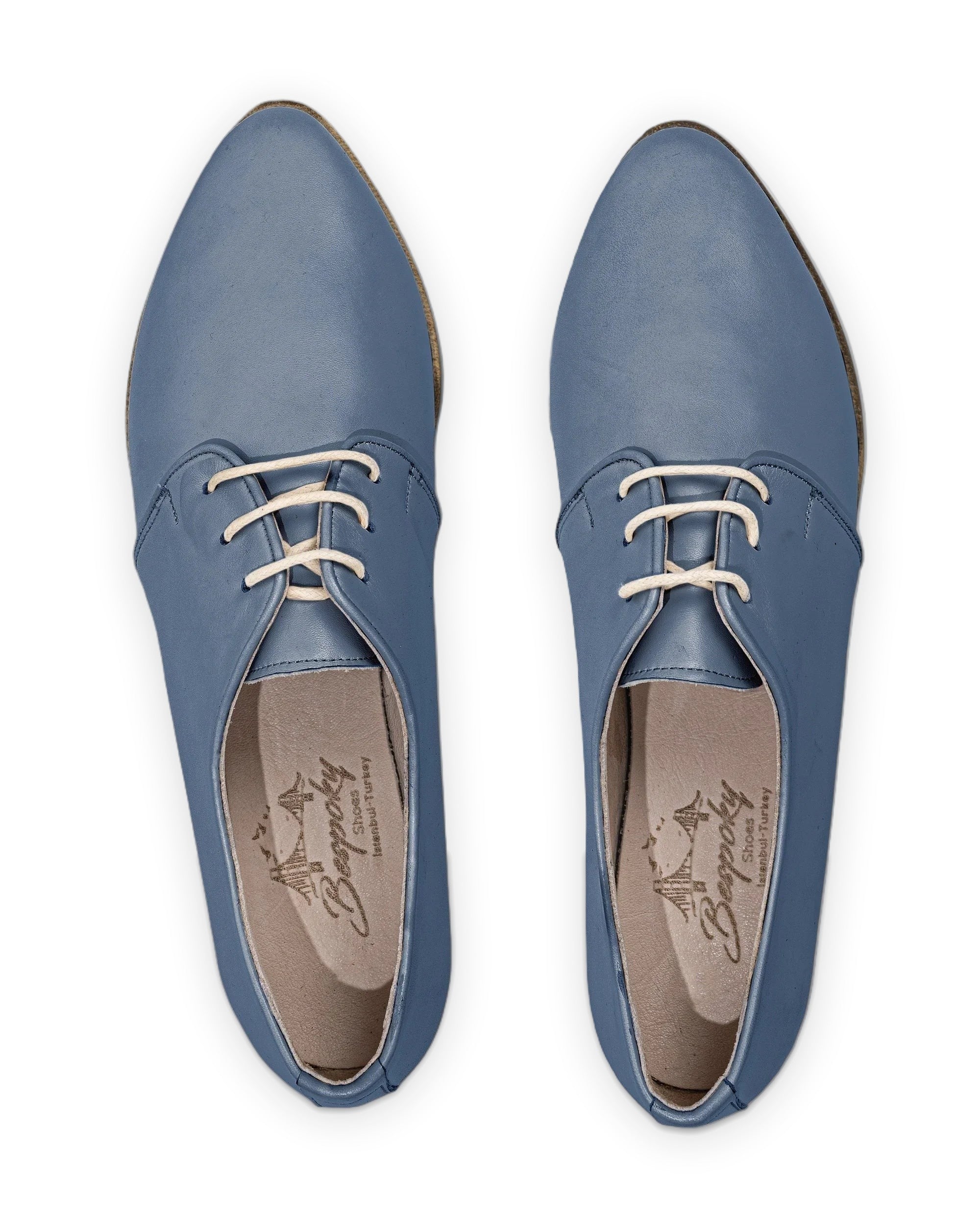 Side view Jean Blue Pointed Toe Oxford - Calf Leather Zero Drop | Bespoky