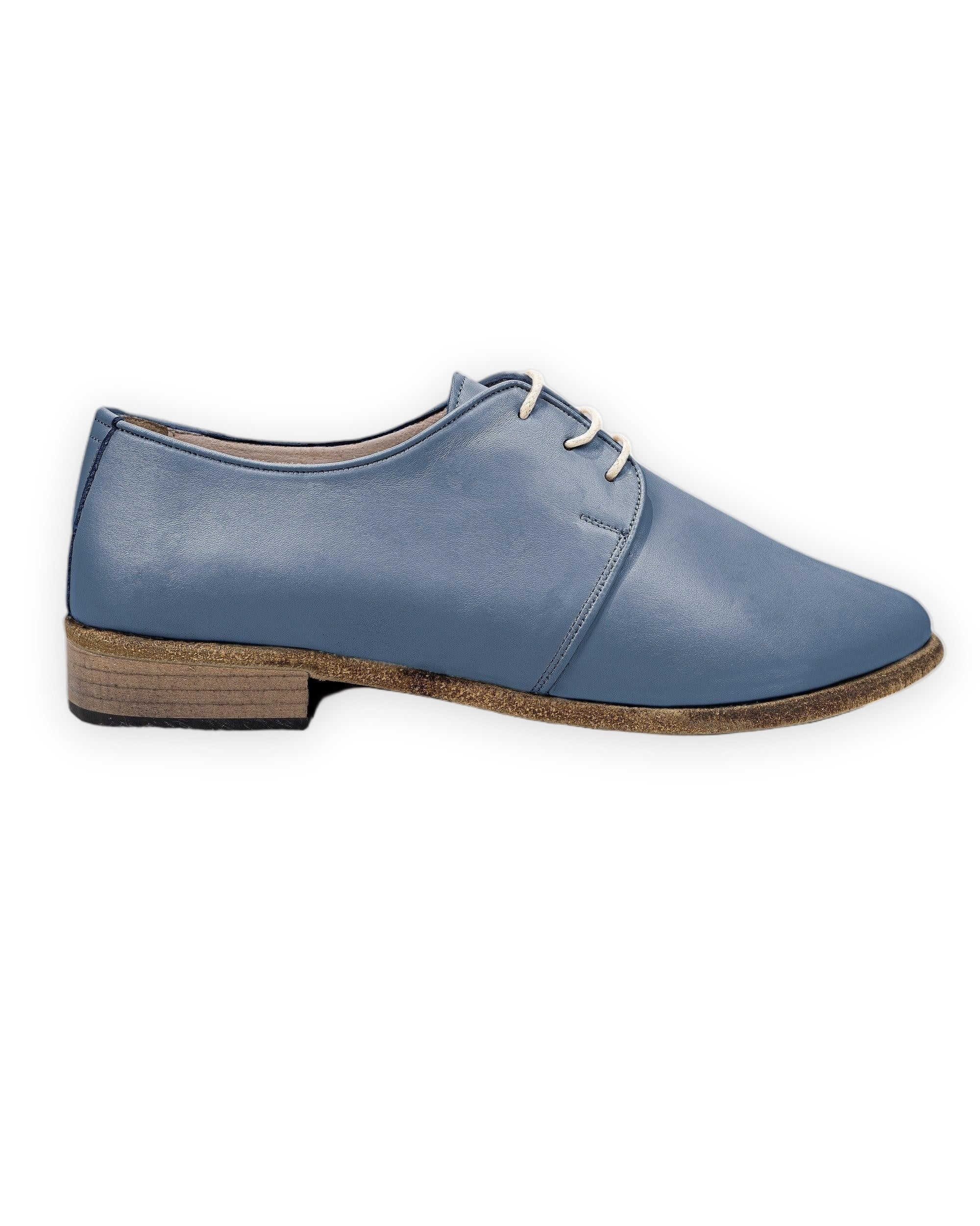 Detail Jean Blue Pointed Toe Oxford - Handcrafted Calf Leather Turkey | Bespoky