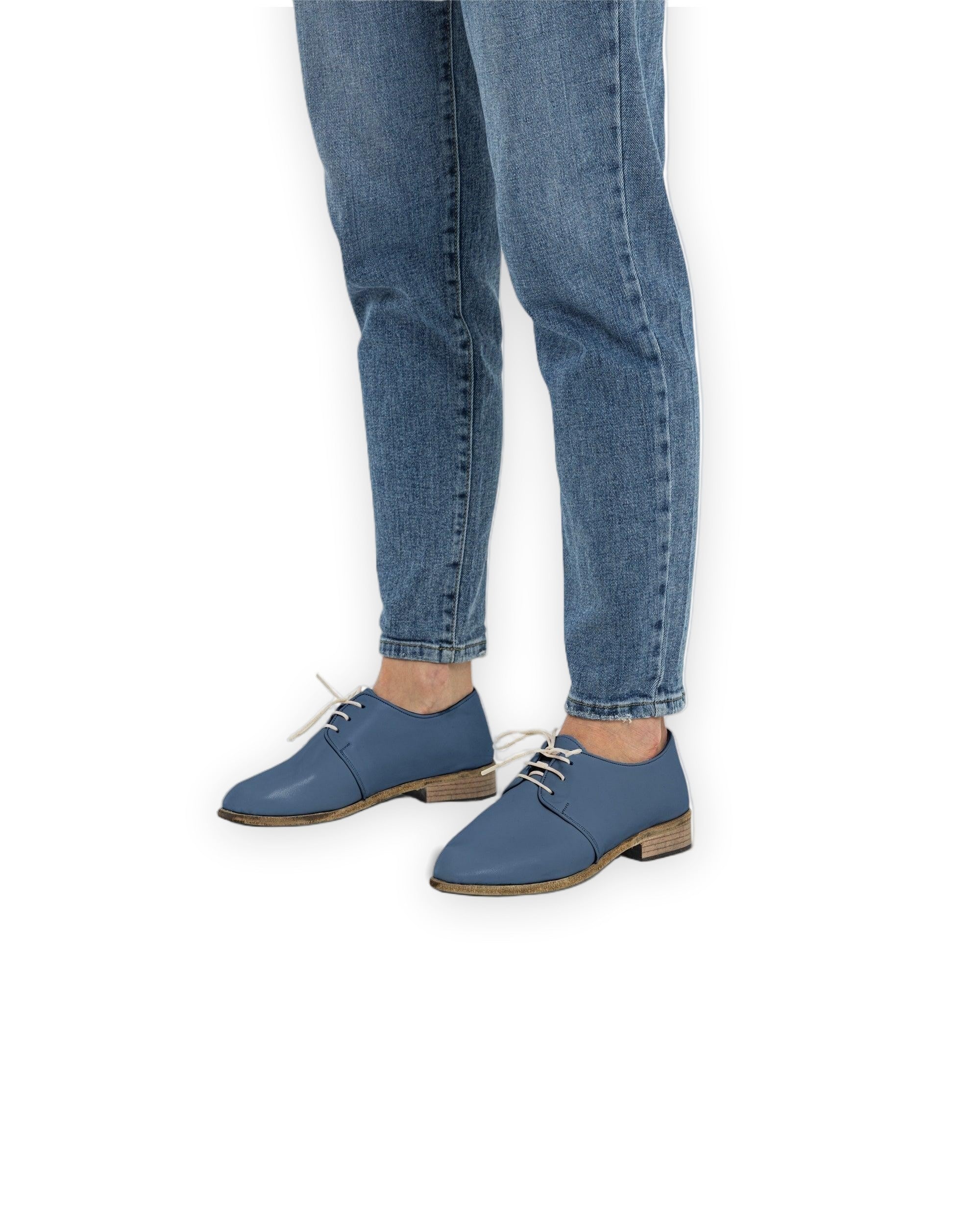 Back view Jean Blue Pointed Toe Oxford - Calf Leather Handcrafted | Bespoky