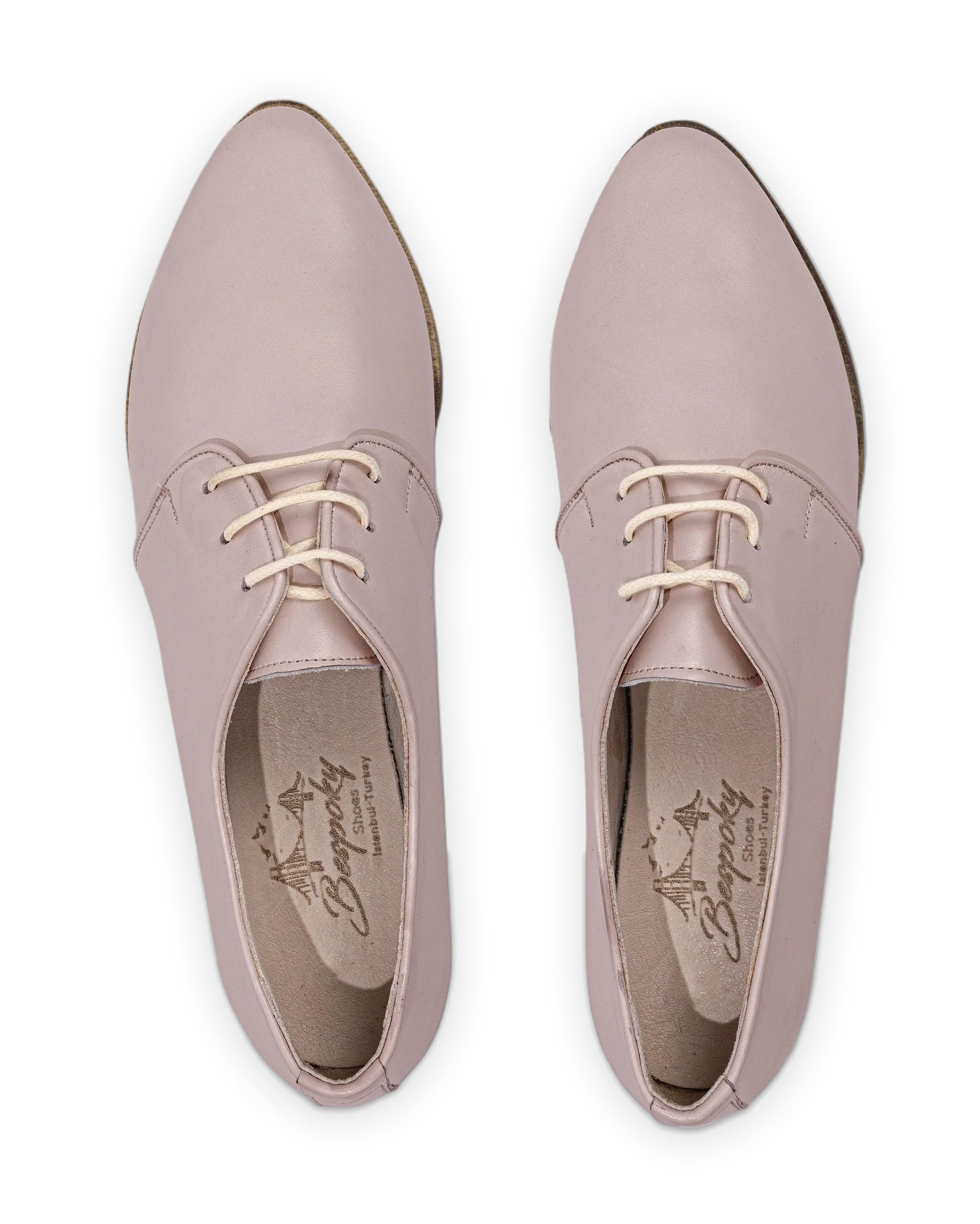 Top view Pink Pointed Toe Oxford - Handcrafted Calf Leather | Bespoky