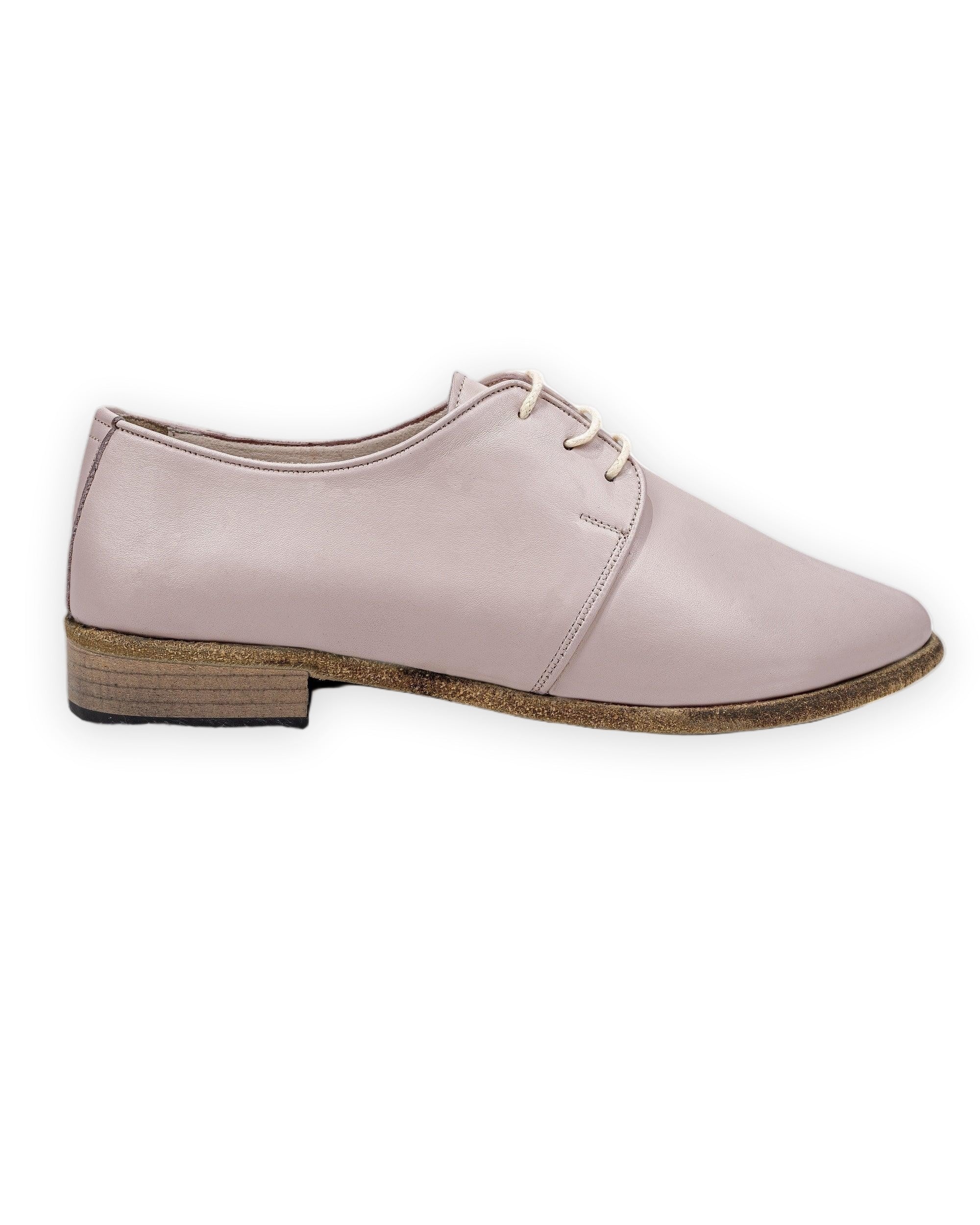 Detail Pink Pointed Toe Oxford - Handcrafted Calf Leather Turkey | Bespoky