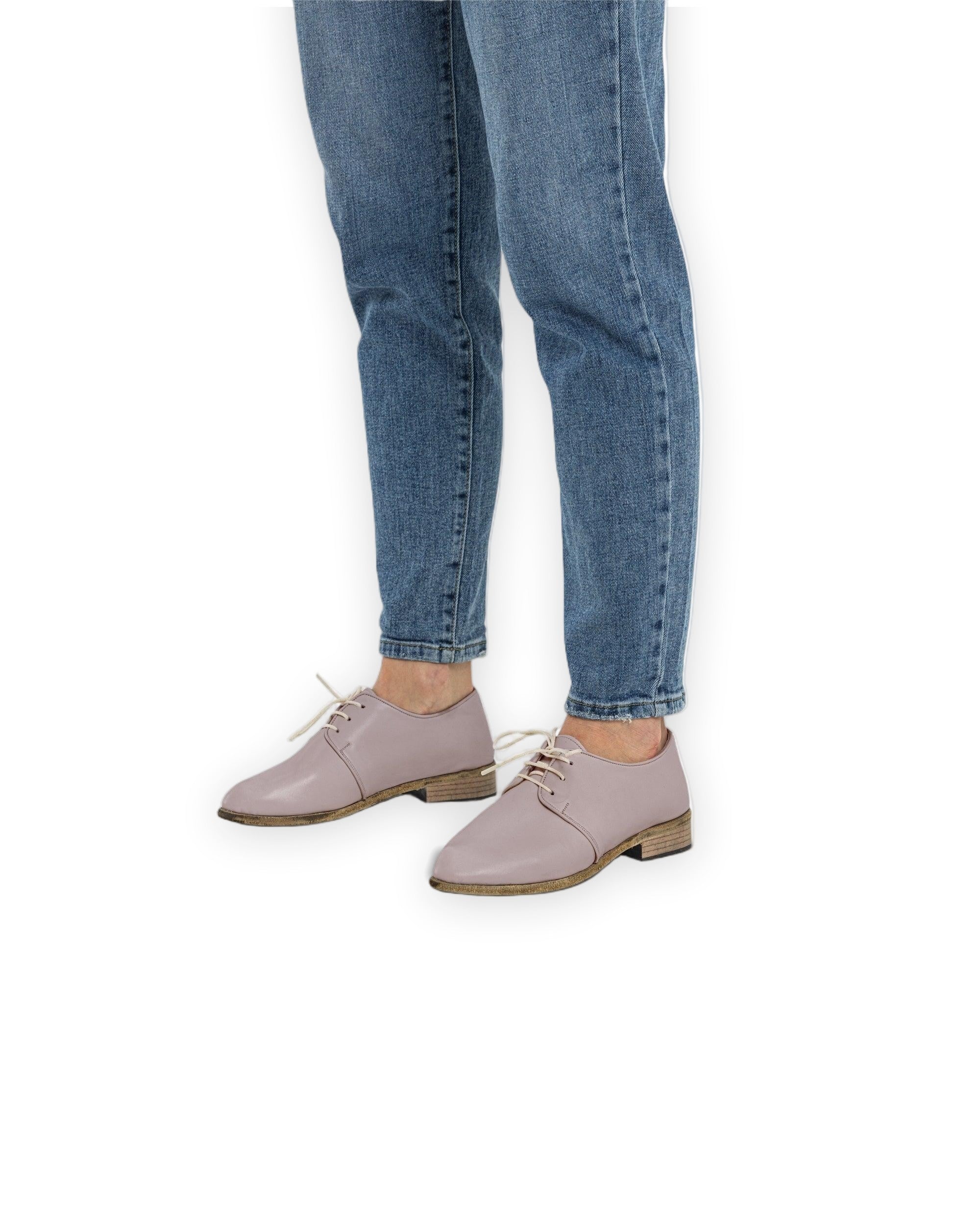 Back view Pink Pointed Toe Oxford - Calf Leather Handcrafted | Bespoky