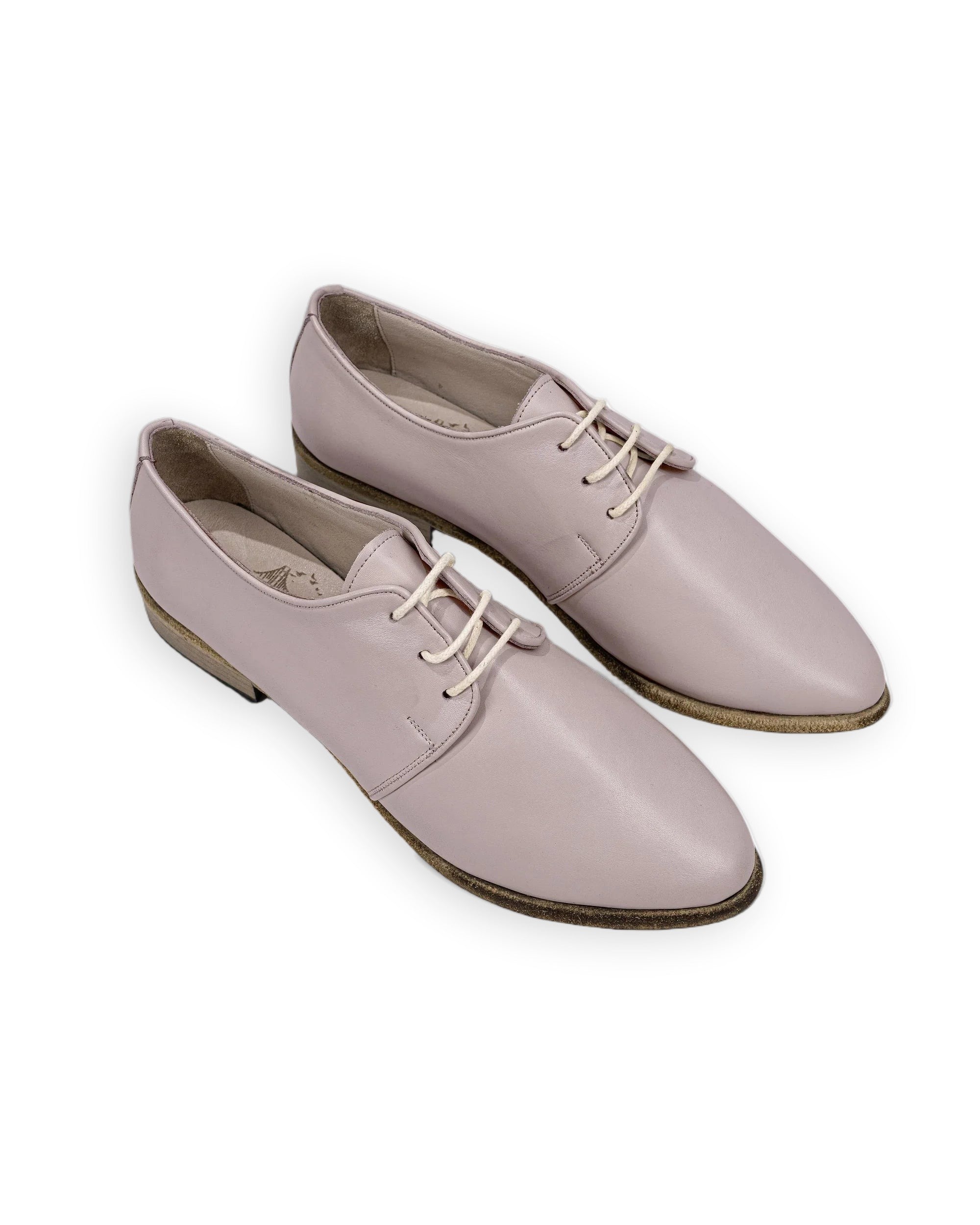 Women's Pink Pointed Toe Oxford - Handcrafted Calf Leather Wide Toe Box | Bespoky