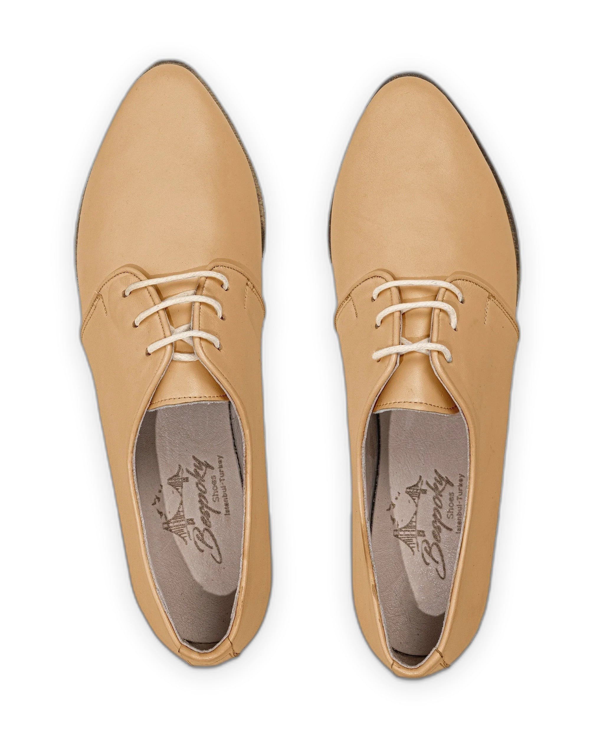 Top view Melon Yellow Pointed Toe Oxford - Handcrafted Calf Leather | Bespoky