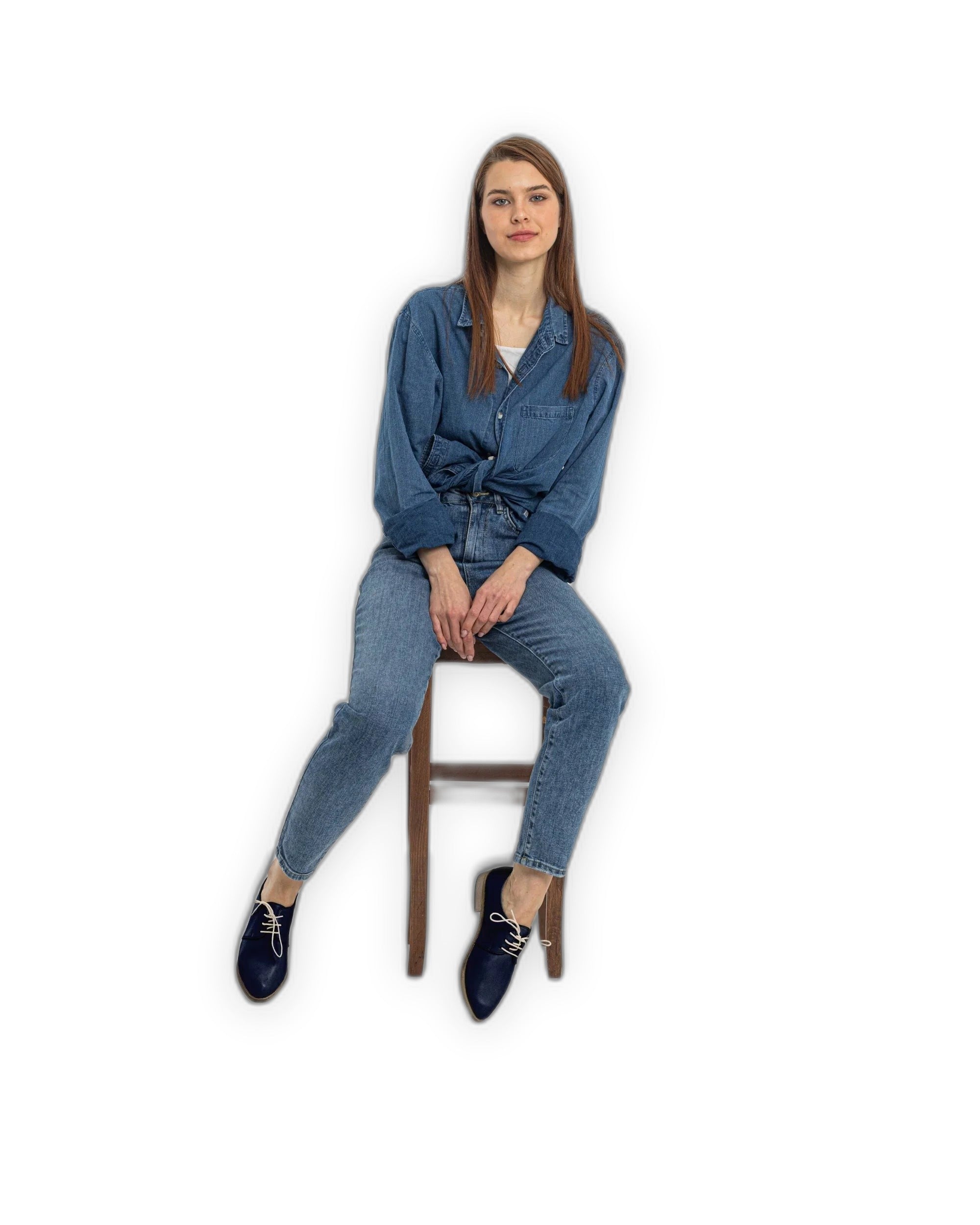Back view Navy Blue Pointed Toe Oxford - Calf Leather Handcrafted | Bespoky