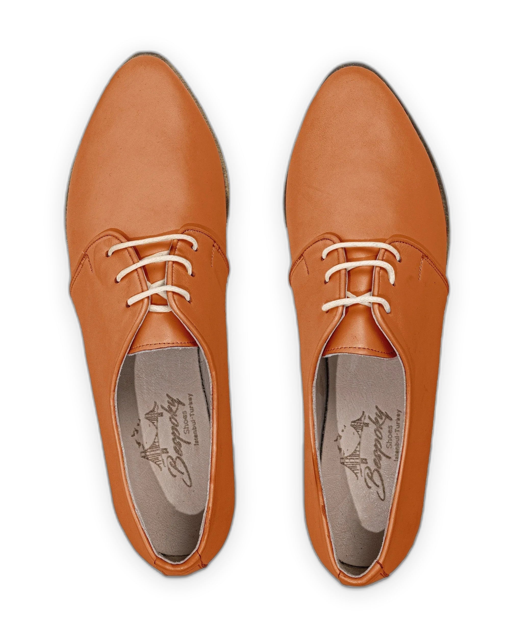 Top view Orange Pointed Toe Oxford - Handcrafted Calf Leather | Bespoky