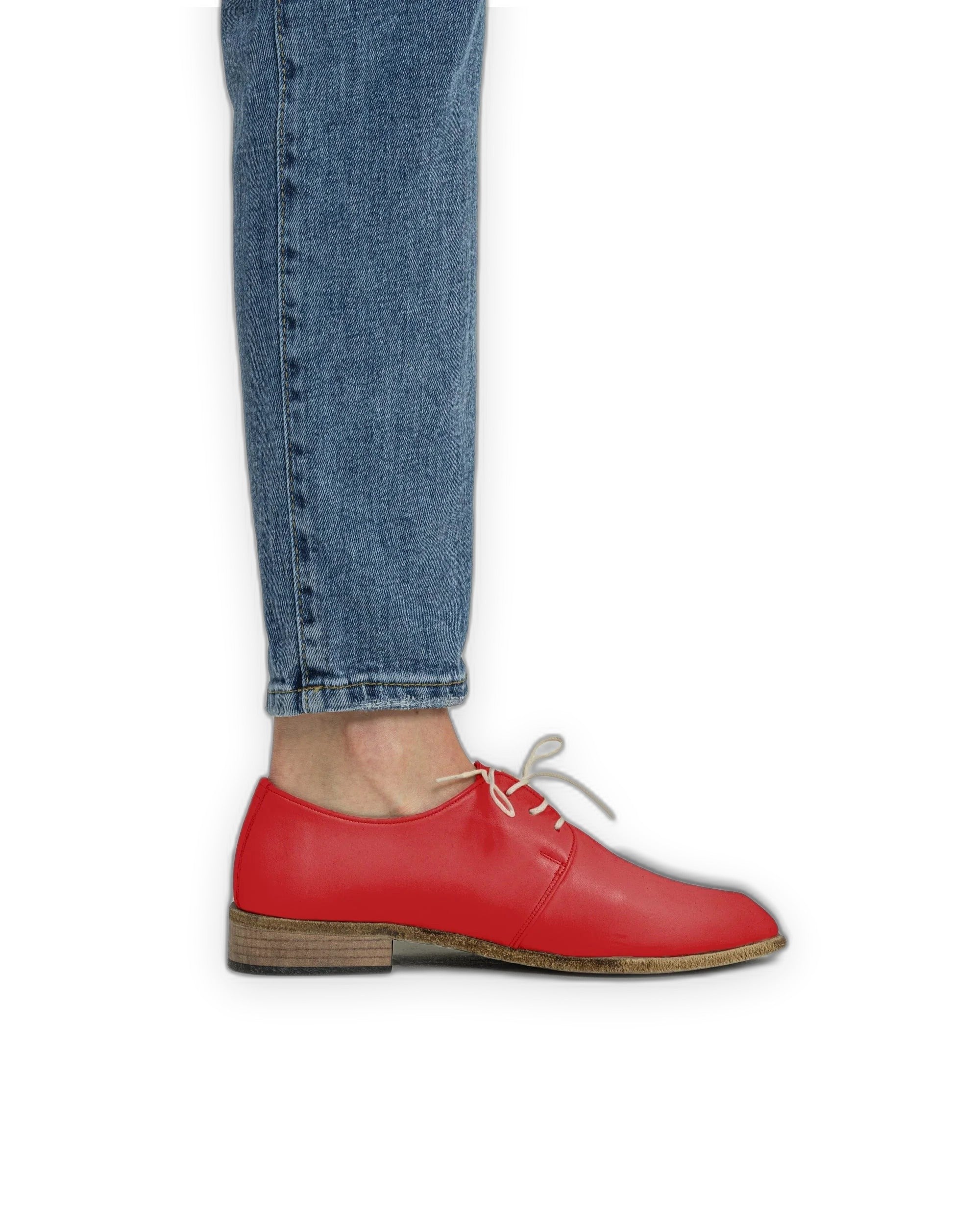 Top view Red Pointed Toe Oxford - Handcrafted Calf Leather | Bespoky