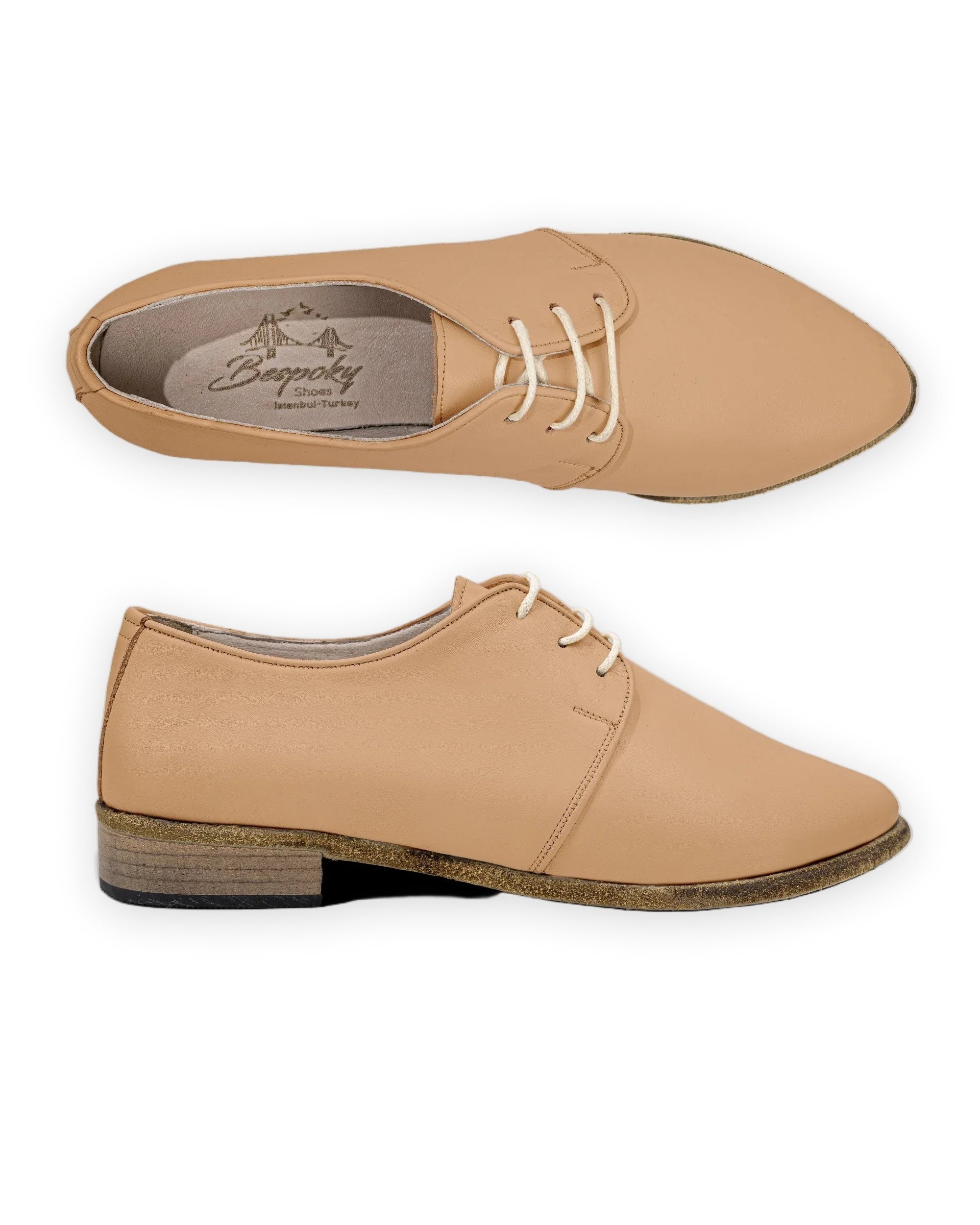 Women's Undyed Pointed Toe Oxford - Handcrafted Calf Leather Wide Toe Box | Bespoky