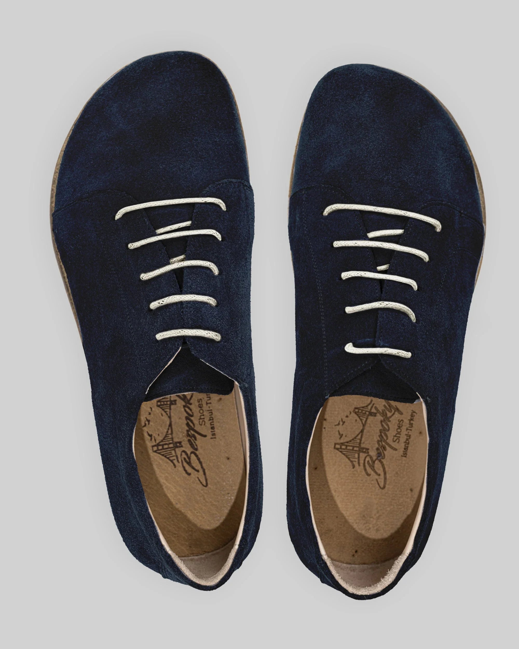 Side view Navy Suede Barefoot Sneaker - Calf Leather Zero Drop | Bespoky