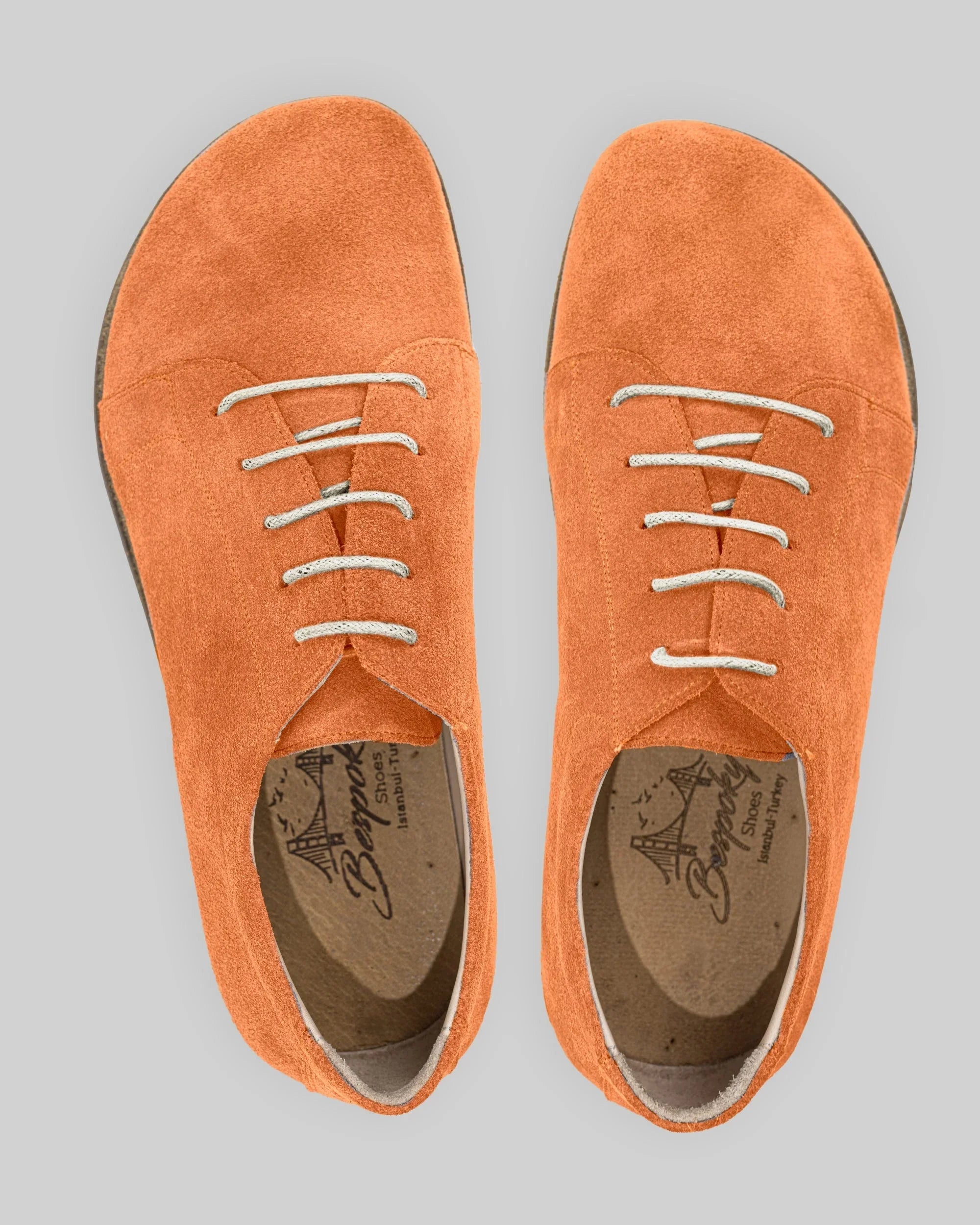 Side view Orange Barefoot Sneaker - Calf Leather Zero Drop | Bespoky