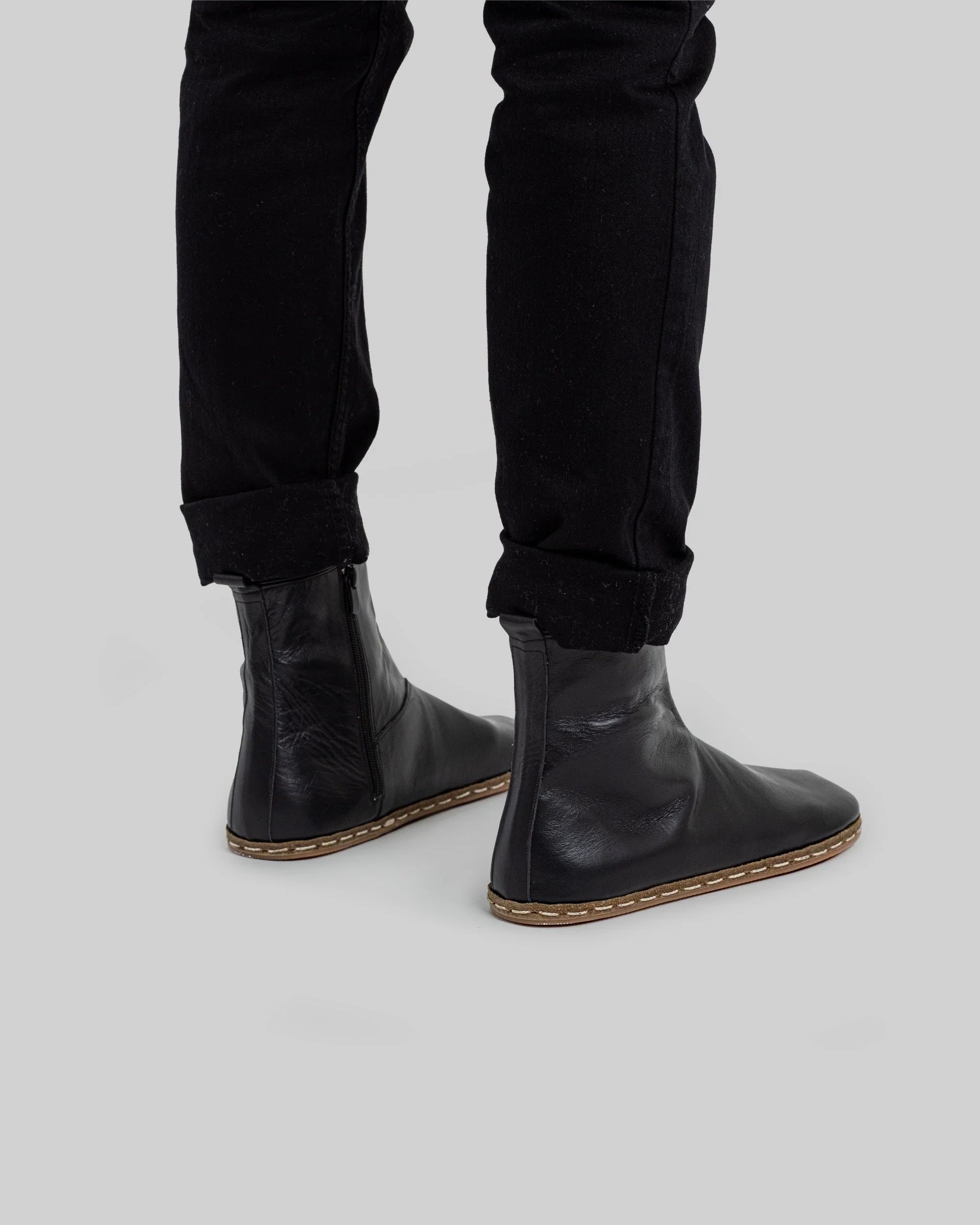 Pair Black Chelsea Boots - Barefoot Wide Toe Calf Leather | Bespoky