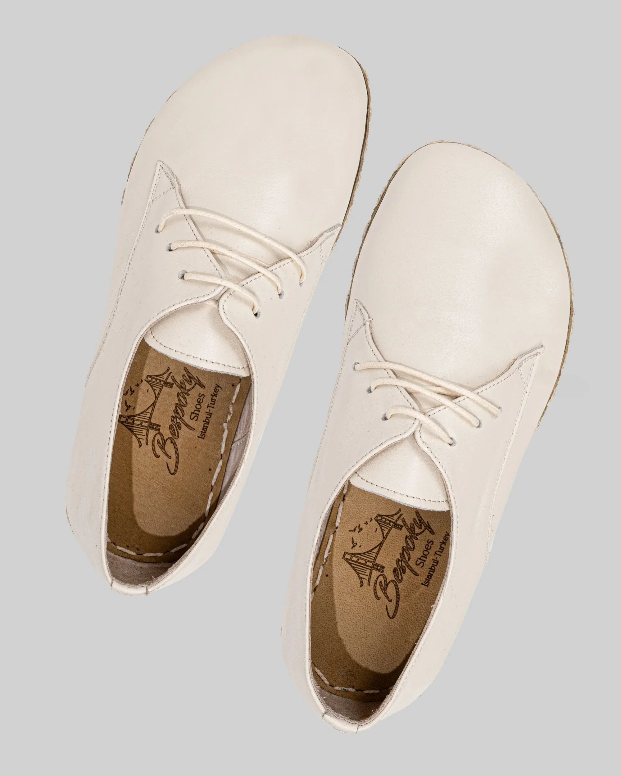 Detail Cream Oxford Shoes - Handcrafted Calf Leather Turkey | Bespoky