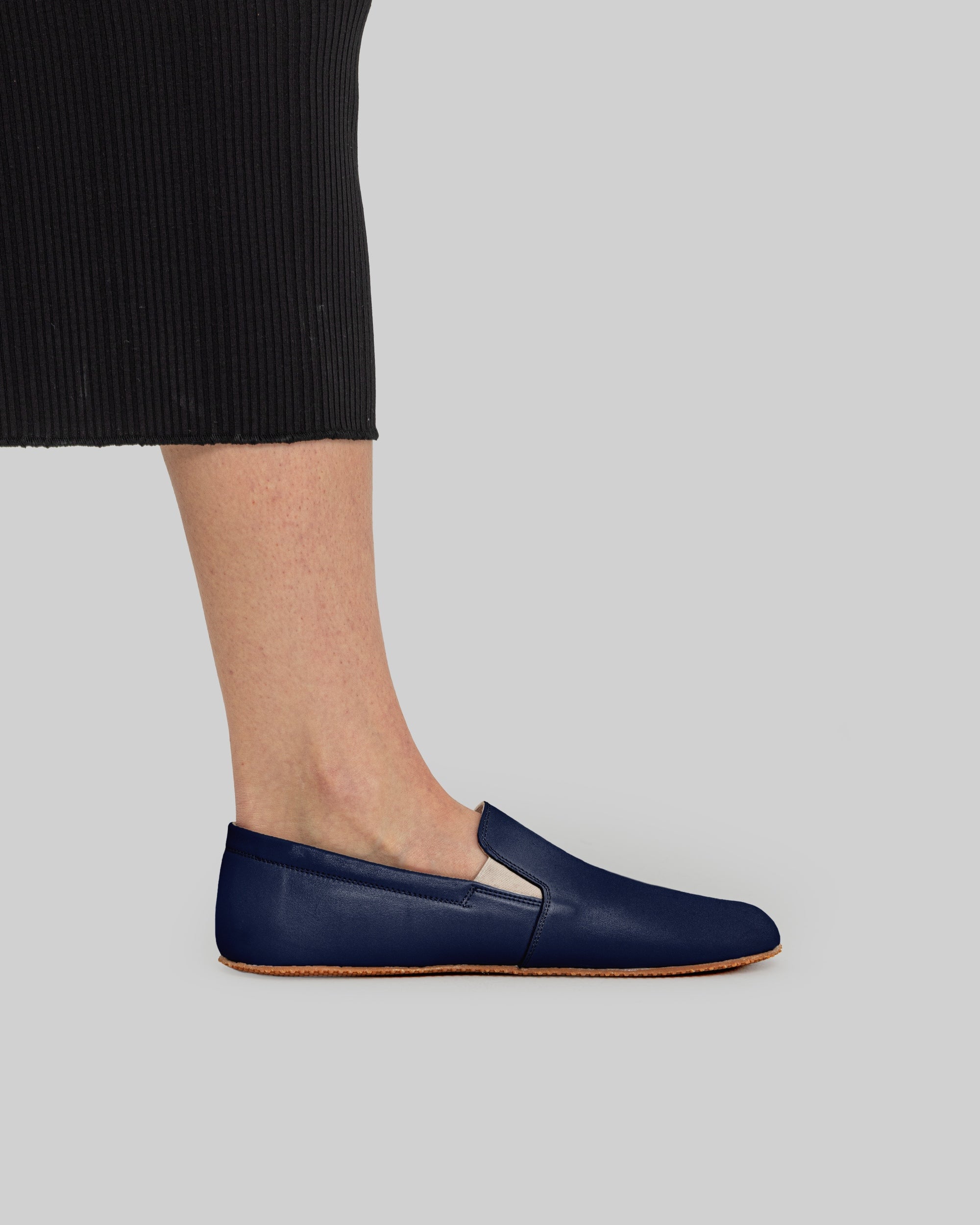 Pair Navy Blue Barefoot Shoes - Barefoot Wide Toe Calf Leather | Bespoky