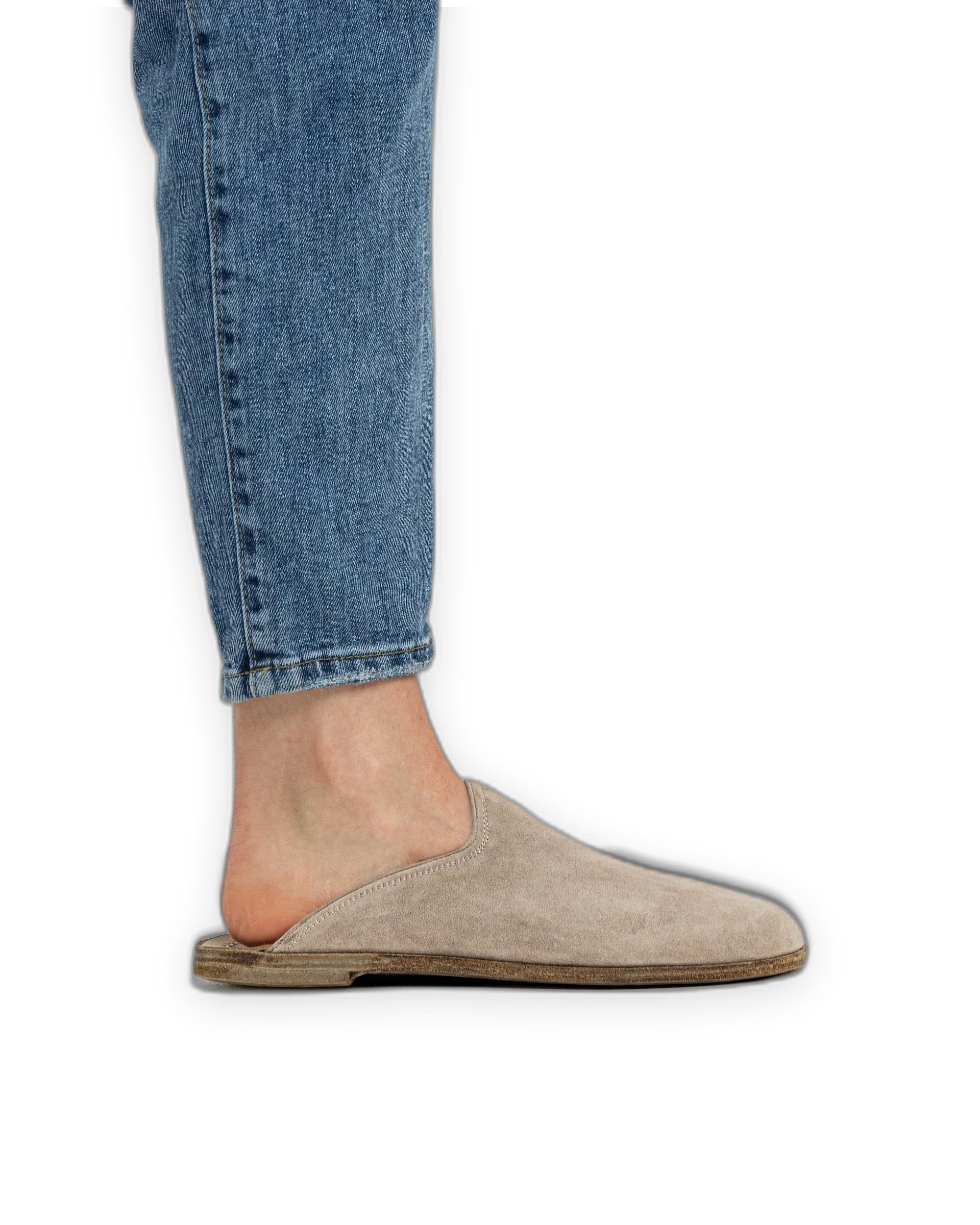 Pair Beige Nubuck Slippers - Barefoot Wide Toe Calf Leather | Bespoky