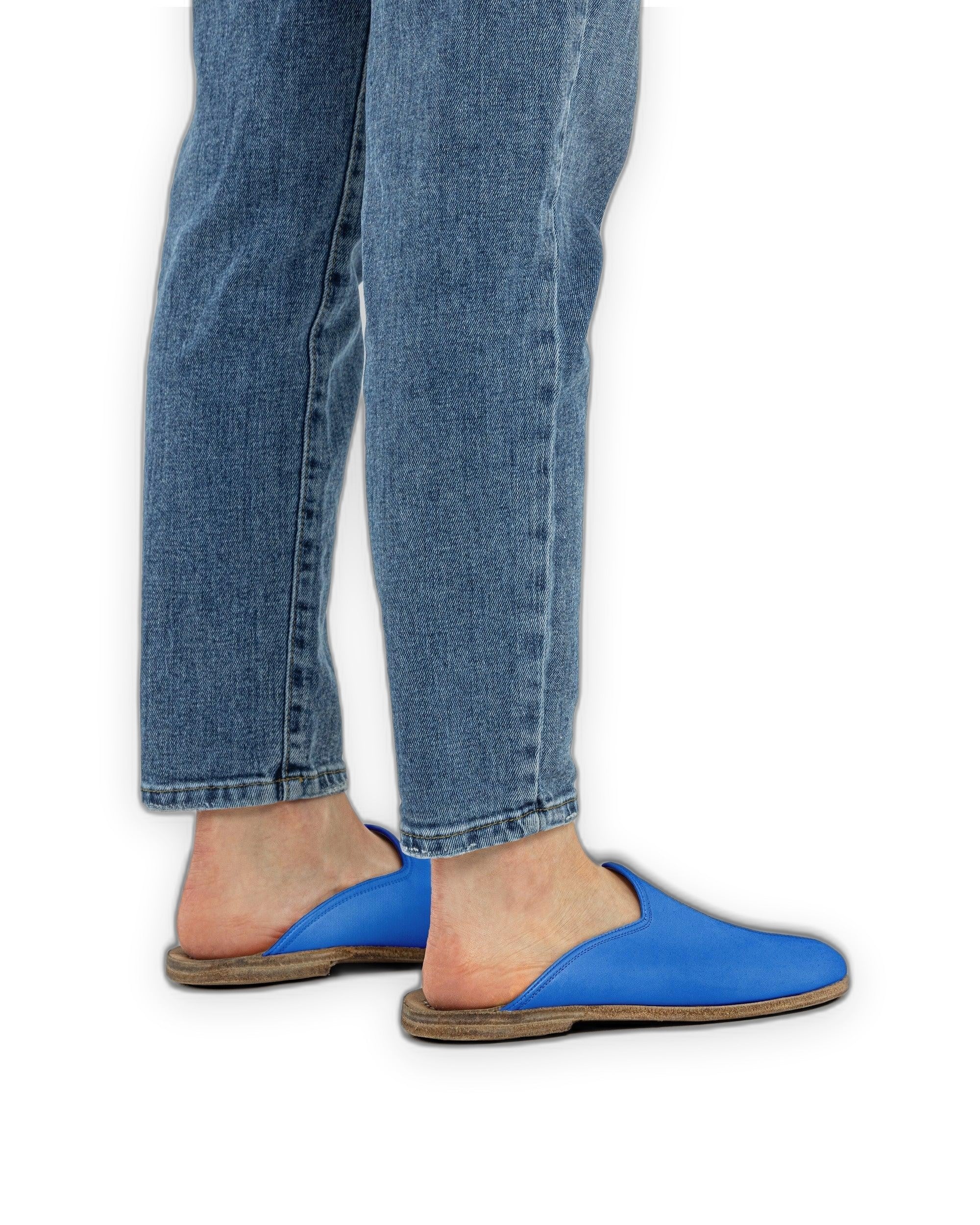 Top view Blue Slippers - Handcrafted Calf Leather | Bespoky