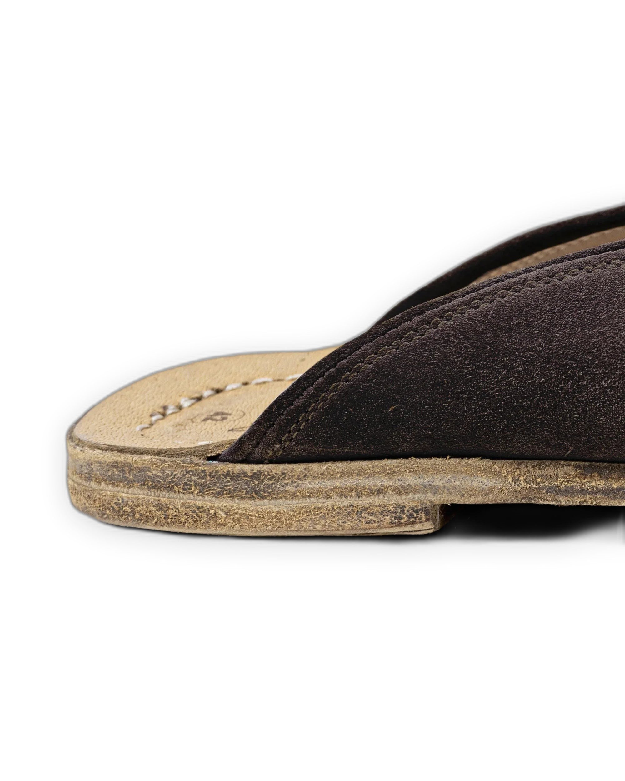 Side view Brown Suede Slippers - Calf Leather Zero Drop | Bespoky
