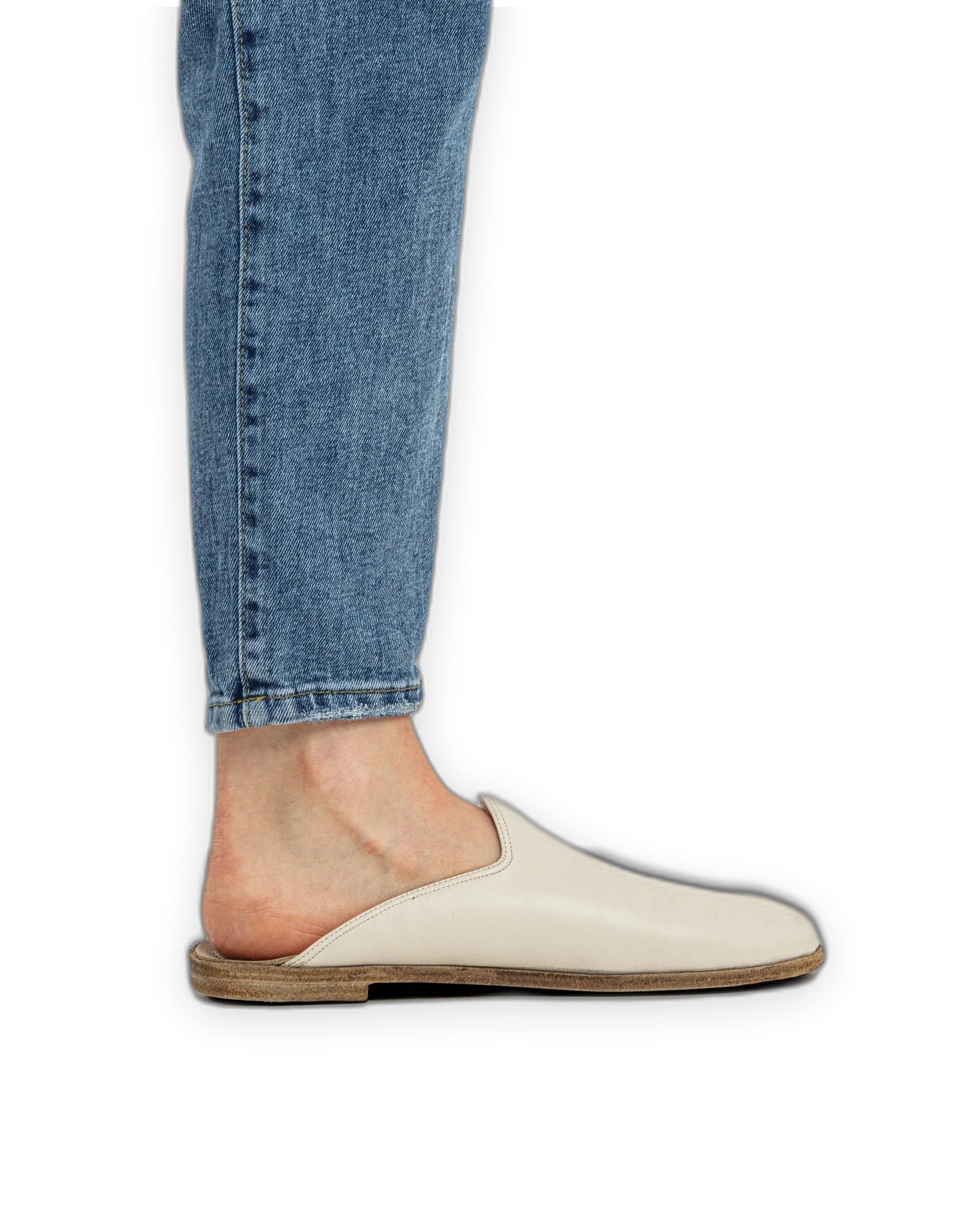 Side view Cream Slippers - Calf Leather Zero Drop | Bespoky