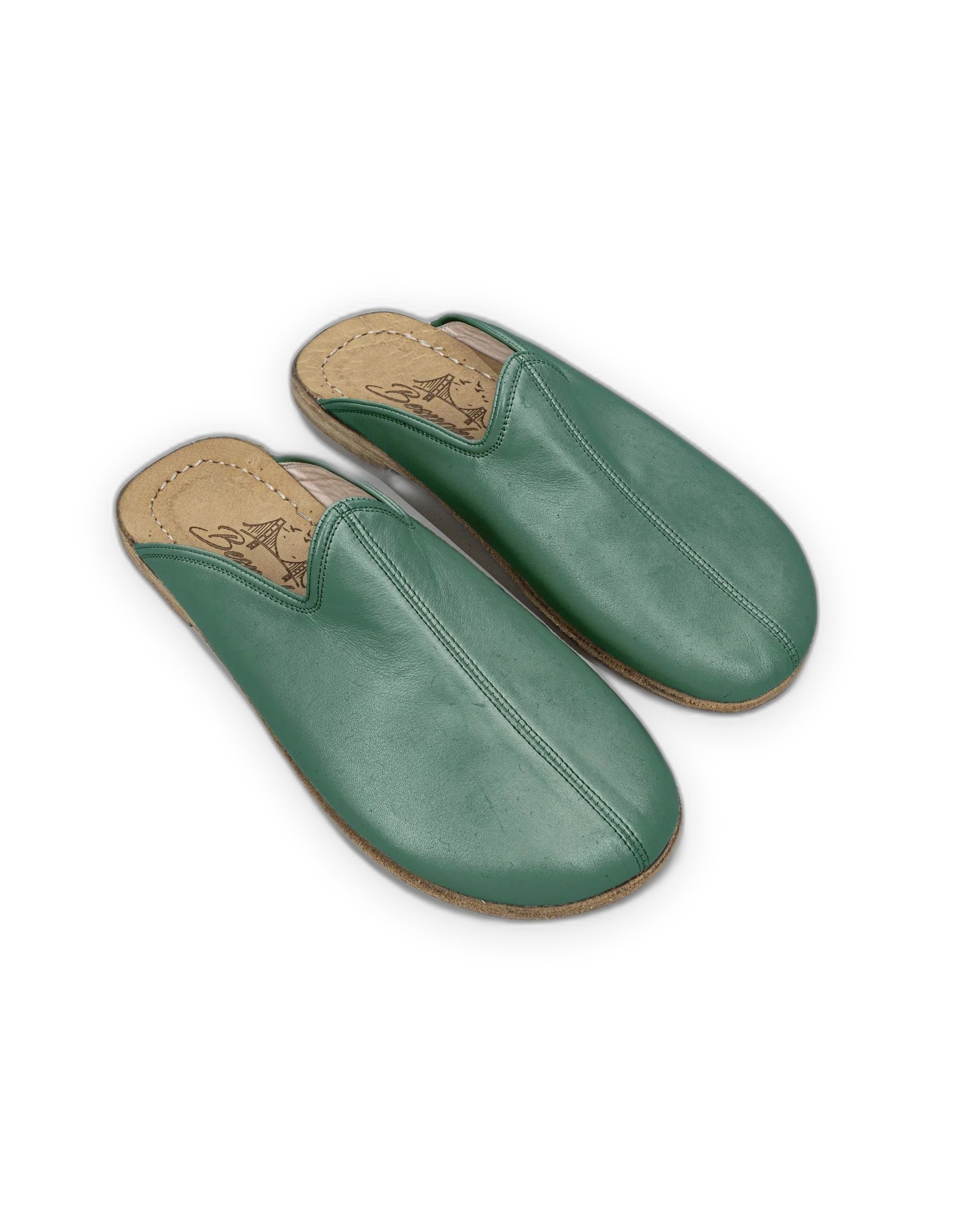 Men's Green Slippers - Handcrafted Calf Leather Wide Toe Box | Bespoky