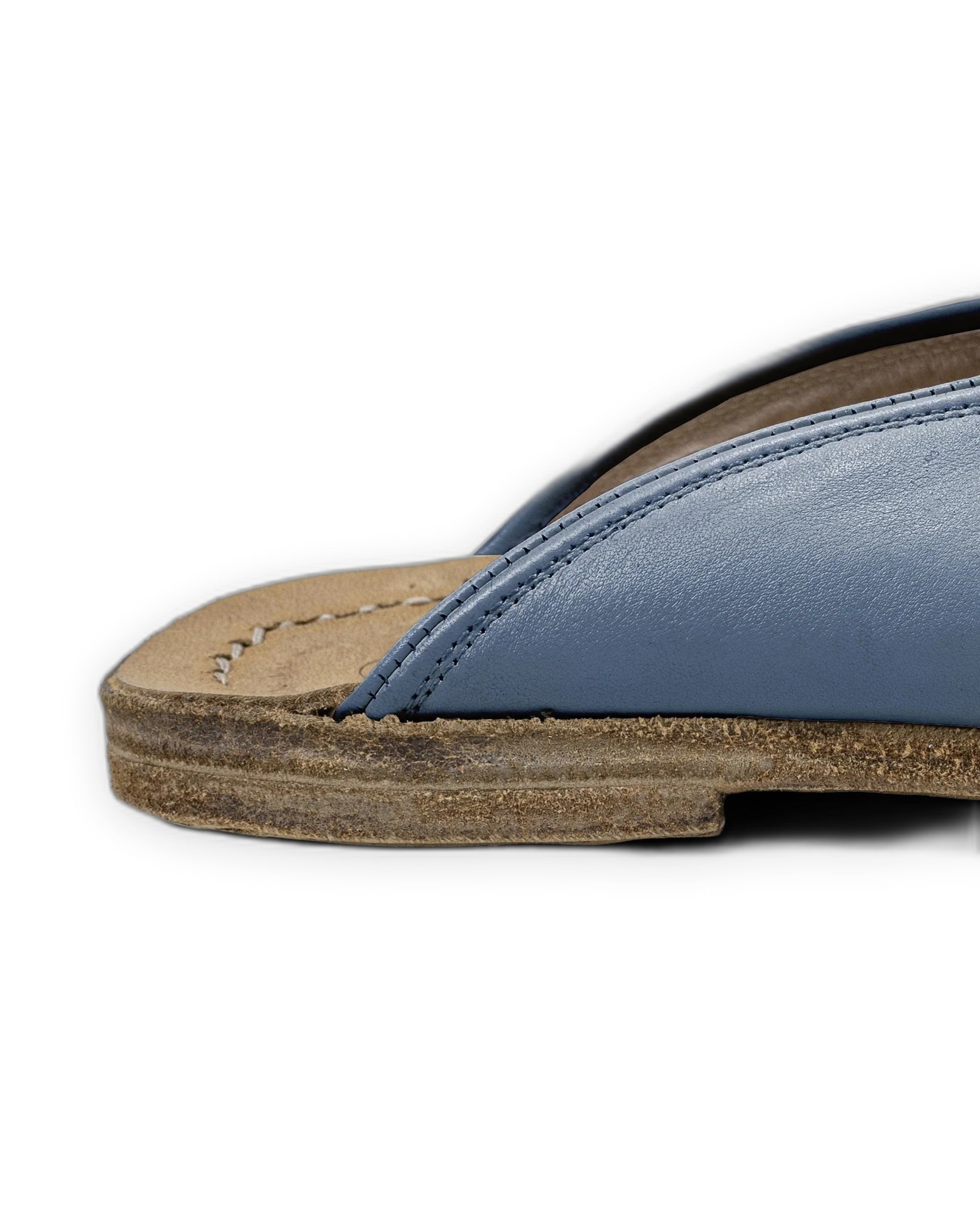 Detail Jean Blue Slippers - Handcrafted Calf Leather Turkey | Bespoky