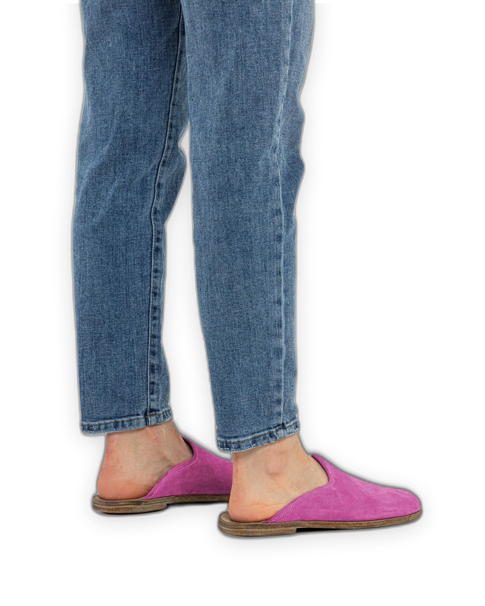 Detail Pink Nubuck Slippers - Handcrafted Calf Leather Turkey | Bespoky